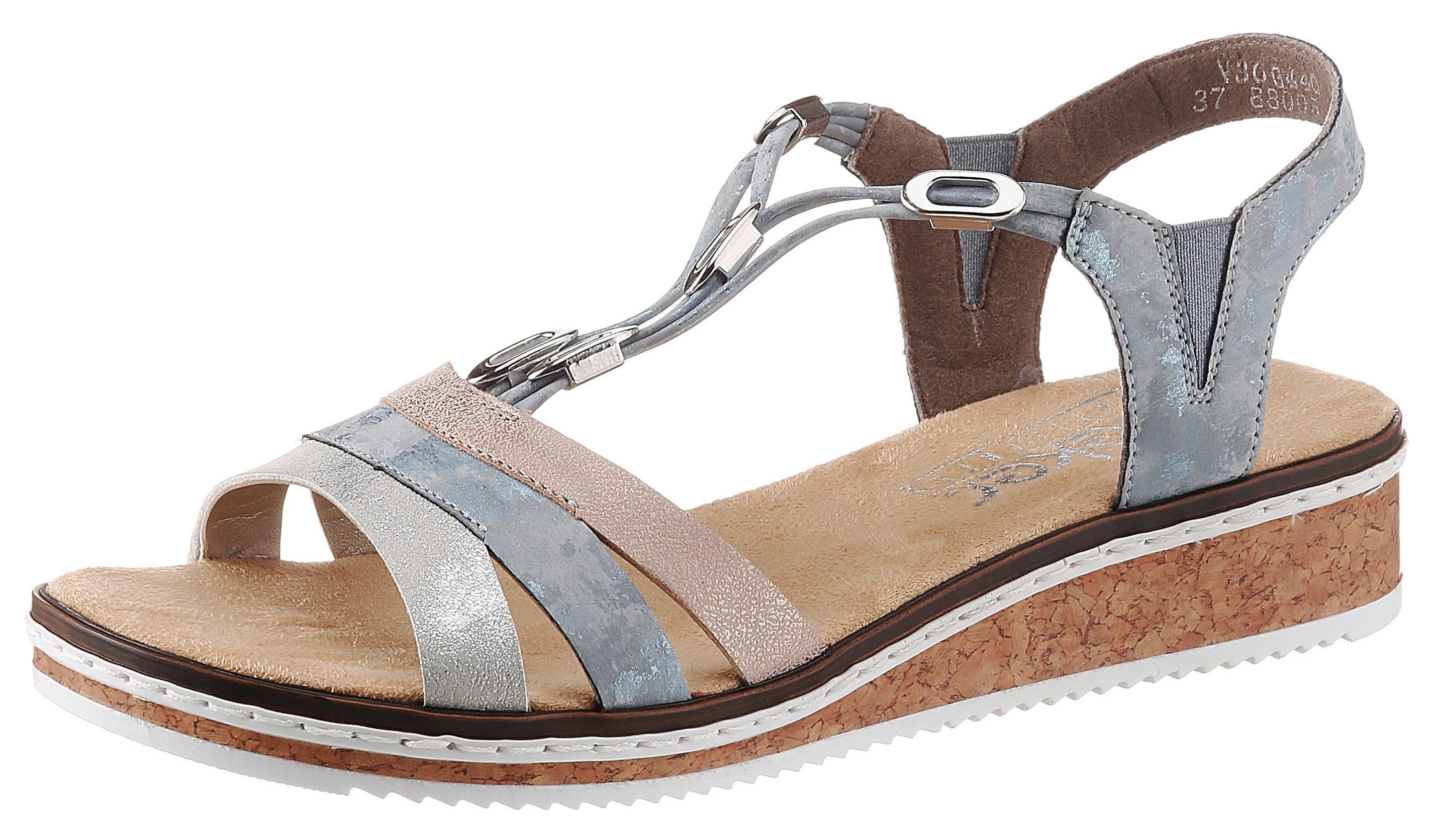 Rieker Sandalen zomerschoen, sandaal, sleehak, met subtiele decoratieve versiering