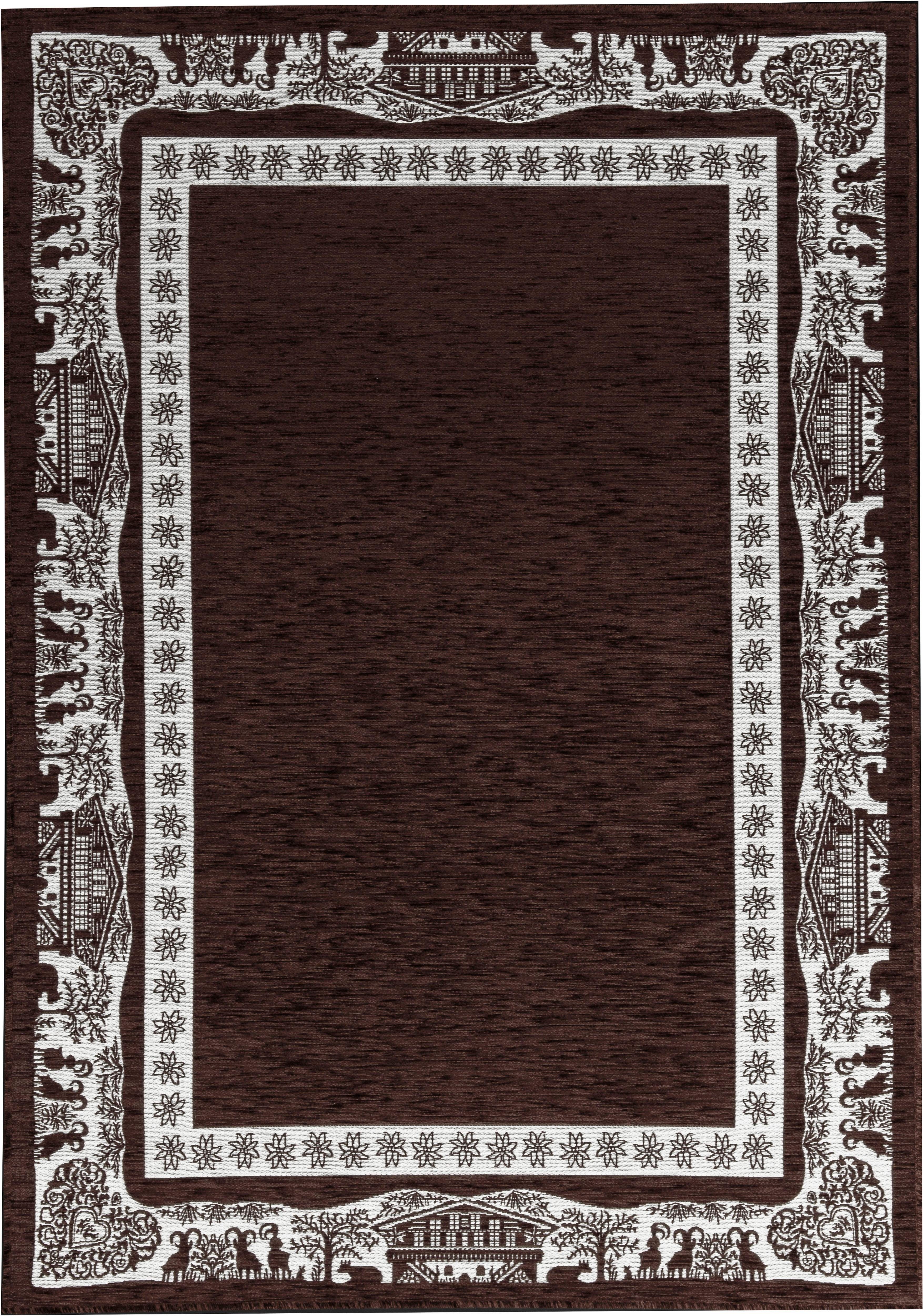 Gino Falcone Vloerkleed Vintages Corji decoratief alpine motief in de rand