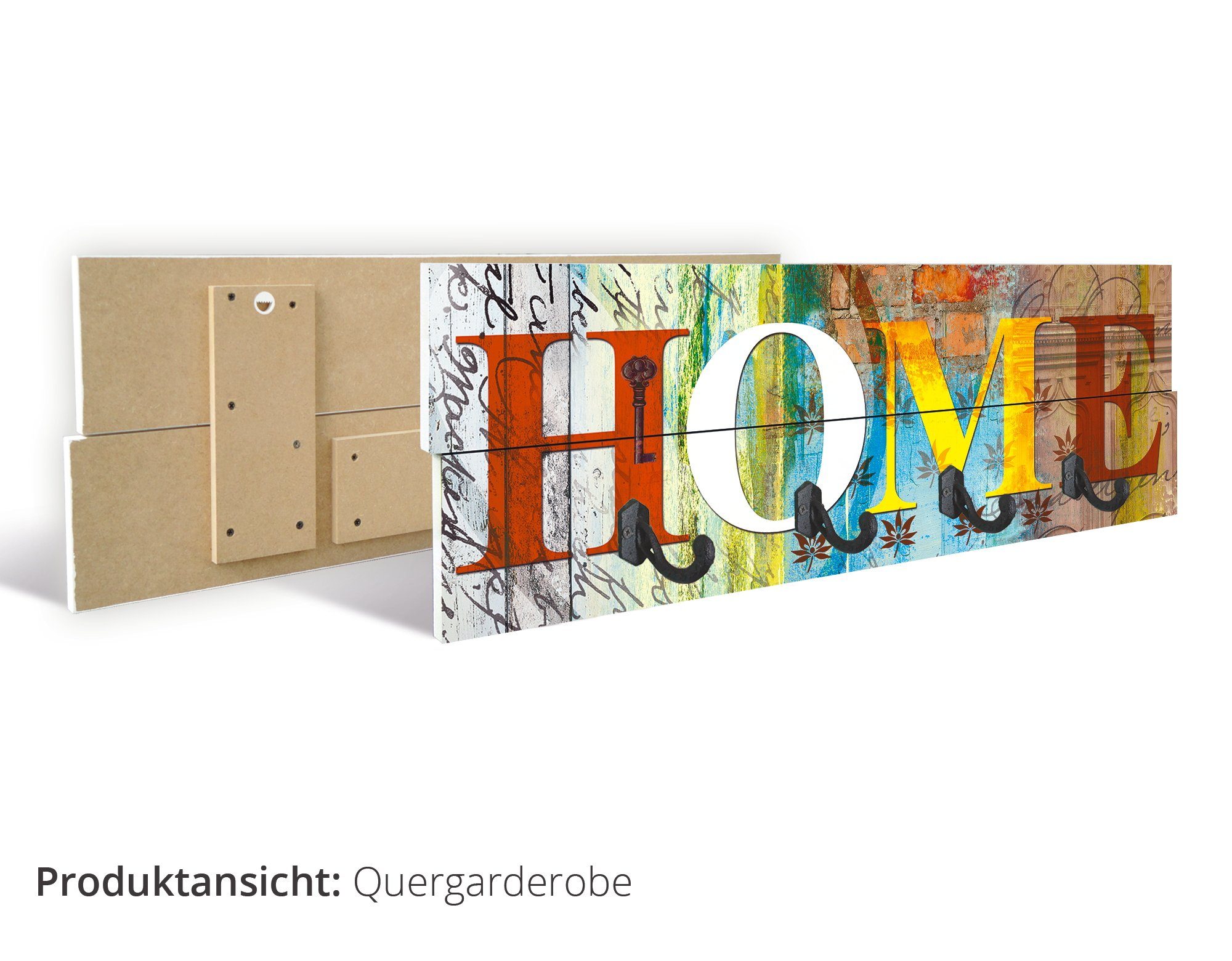 Artland Kapstok Veelkleurige houten planken