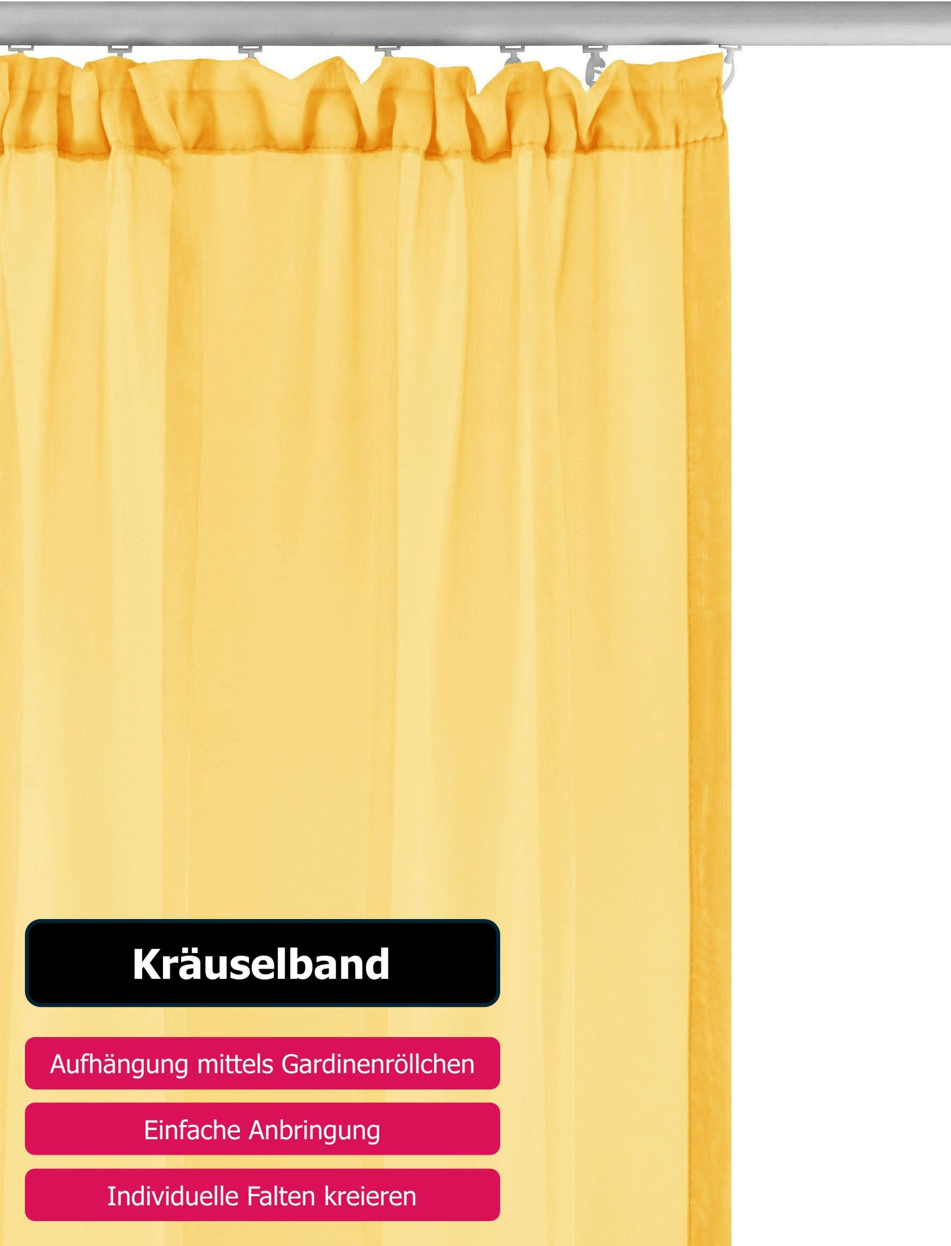 my home Gordijn XANA met ogen, franje of lussen Voile, bestseller, effen, 1 of 2 panels, onderhoudsvriendelijk, eenkleurig