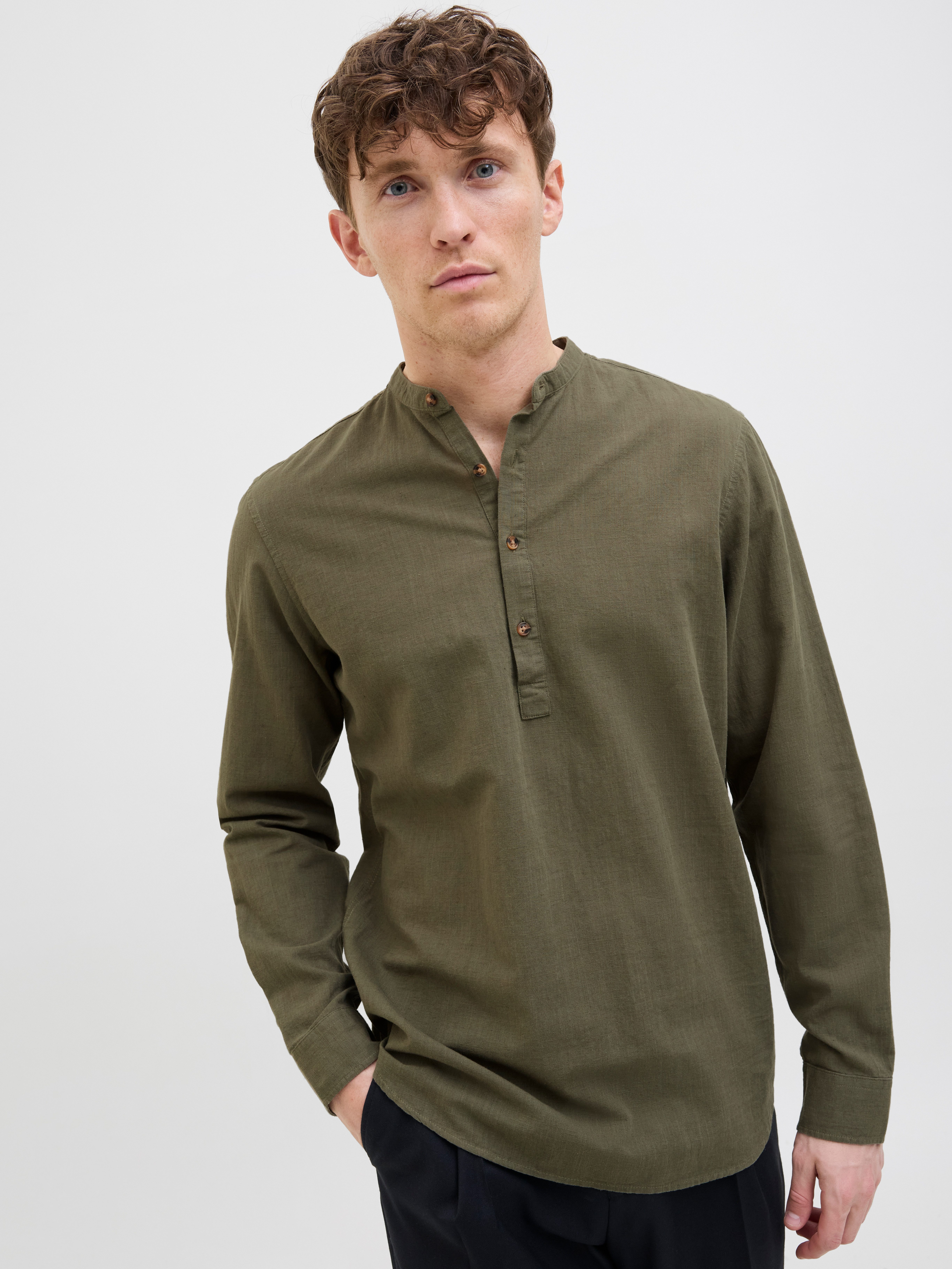 Jack & Jones Overhemd met lange mouwen JJESUMMER HALF PLACKET SHIRT LS SN