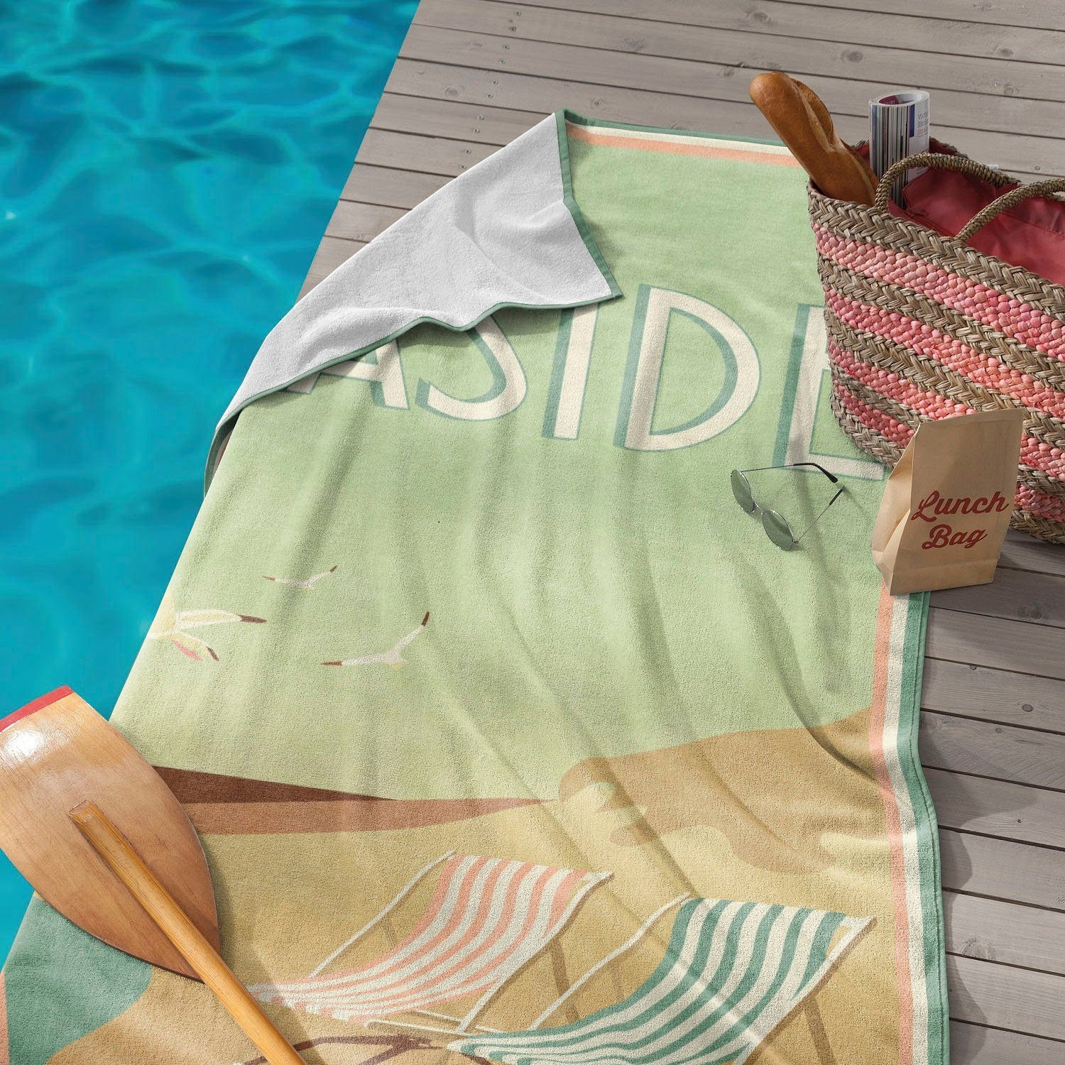 Seahorse Strandlaken Blackpool met vintage print (1 stuk)