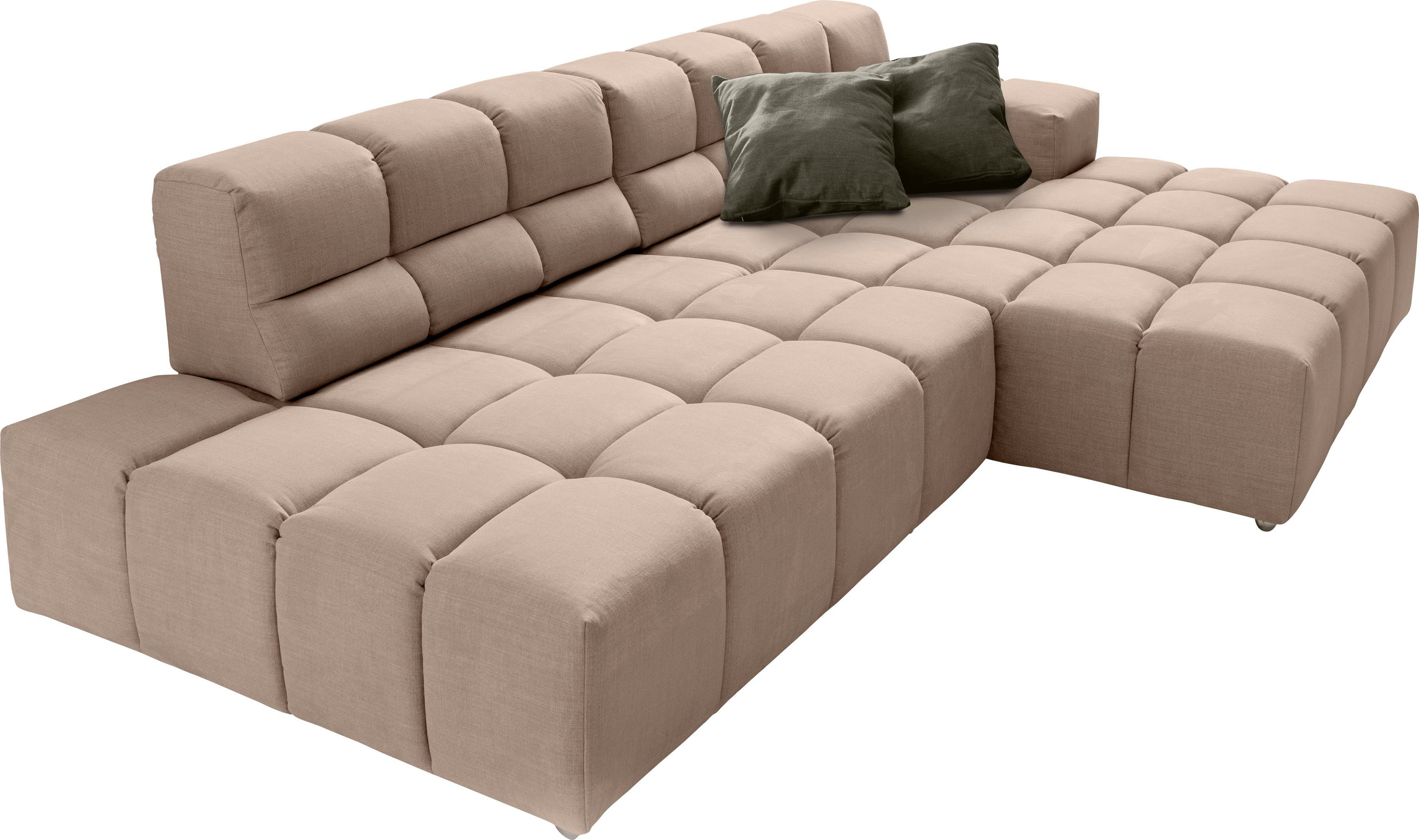 designwerk Hoekbank Temple, designsofa ontmoet hoog zitcomfort, L-vorm Recamiere links of rechts, met verstelling zitdiepte