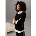 aniston selected gebreide trui met contrastkleurige inzetten zwart