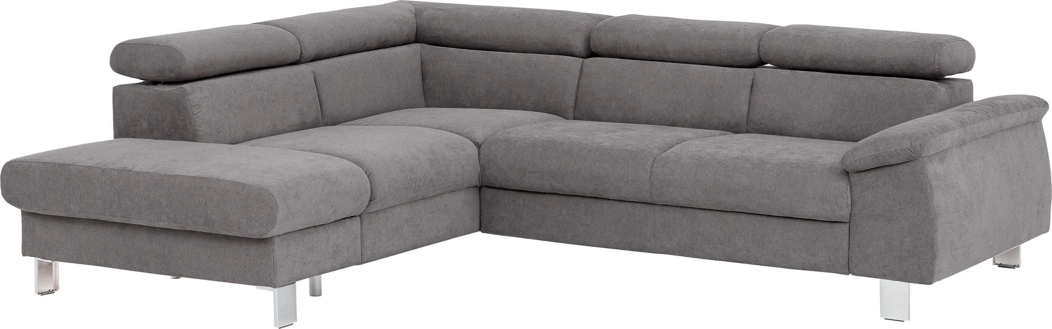 COTTA Hoekbank Komaris L-vorm met hoofdeindeverstelling keuze met bedfunctie, bedlade & verlichting