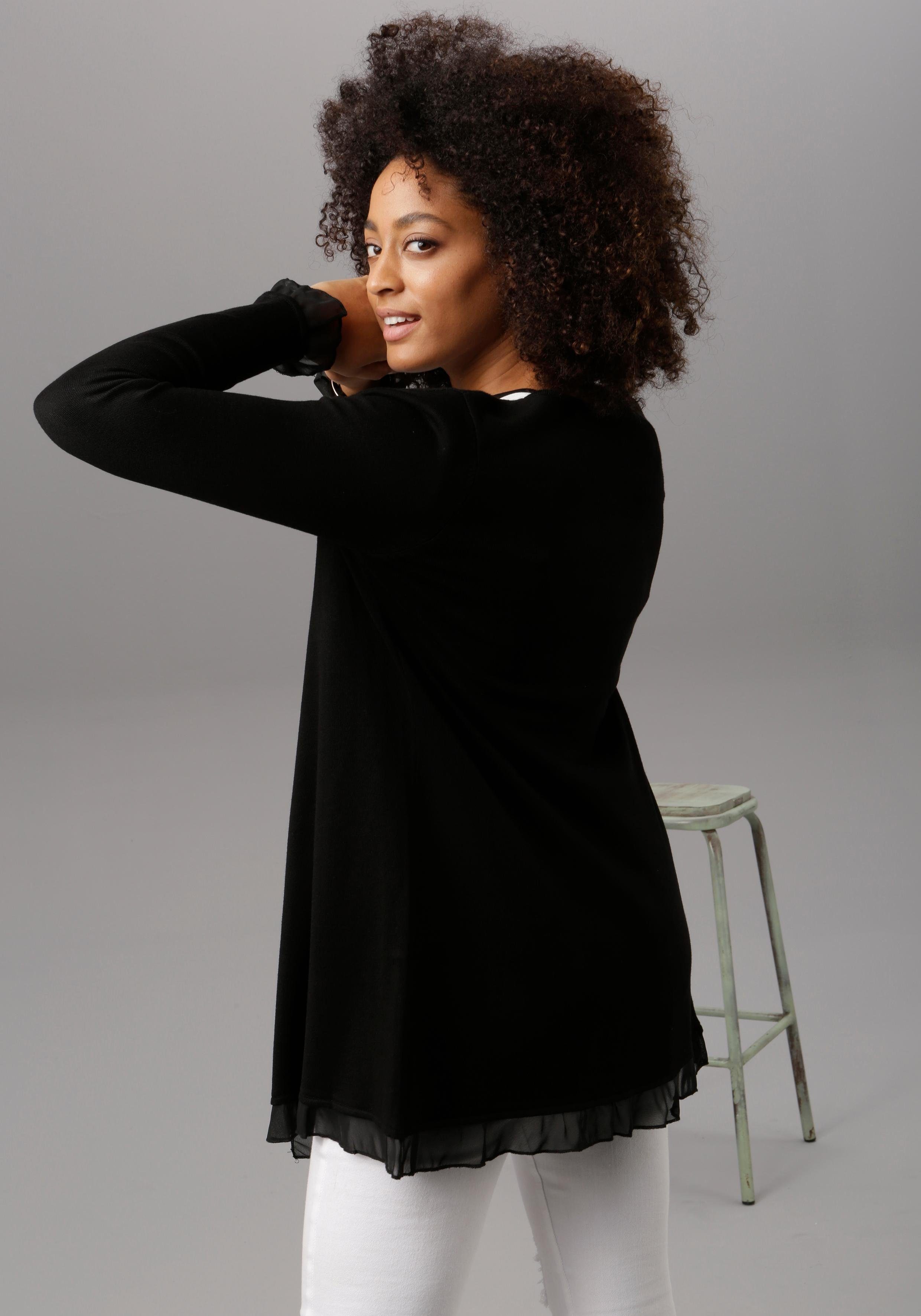 Aniston SELECTED Cardigan met chiffon-randen