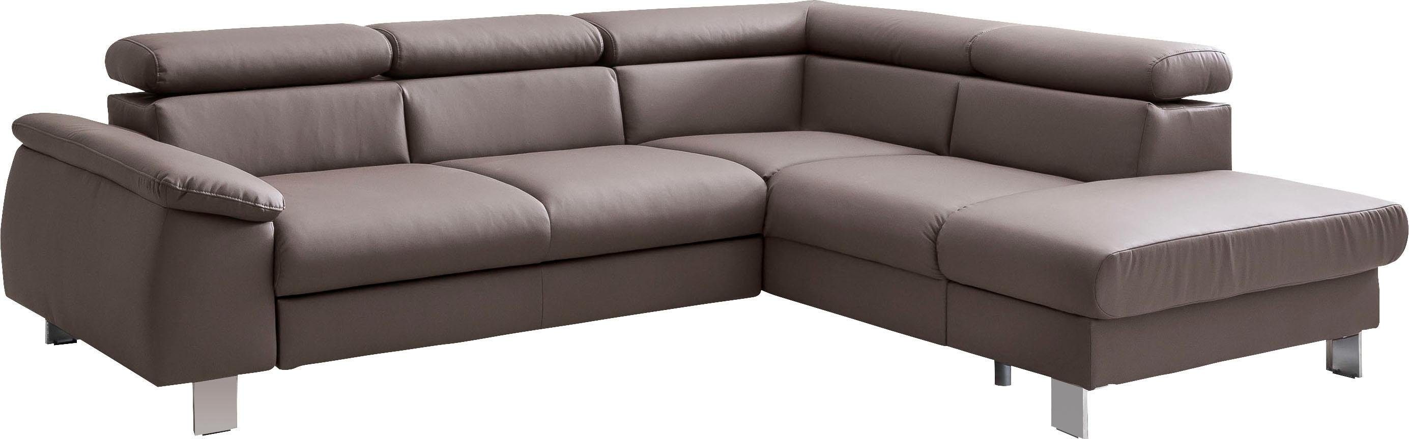 COTTA Hoekbank Komaris L-vorm met hoofdeindeverstelling keuze met bedfunctie, bedlade & verlichting