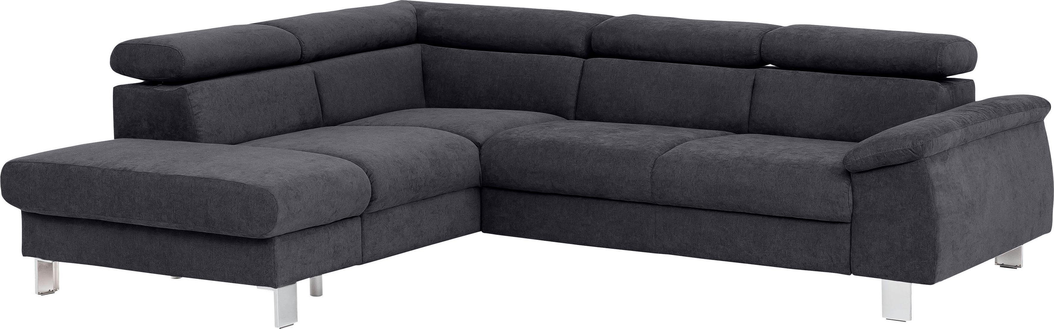 COTTA Hoekbank Komaris L-vorm met hoofdeindeverstelling keuze met bedfunctie, bedlade & verlichting