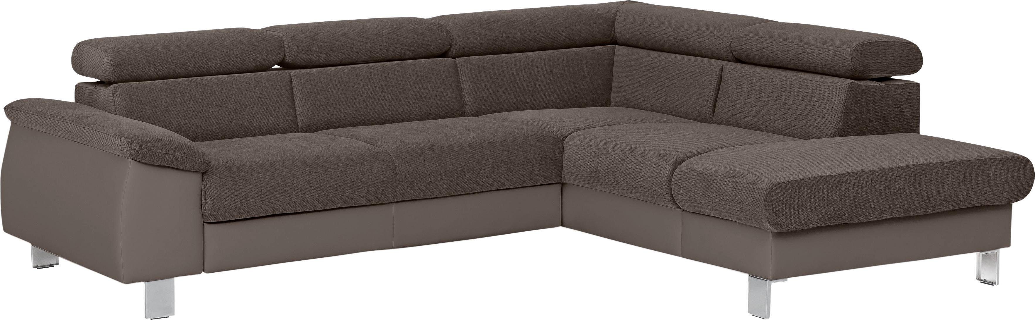 COTTA Hoekbank Komaris L-vorm met hoofdeindeverstelling keuze met bedfunctie, bedlade & verlichting