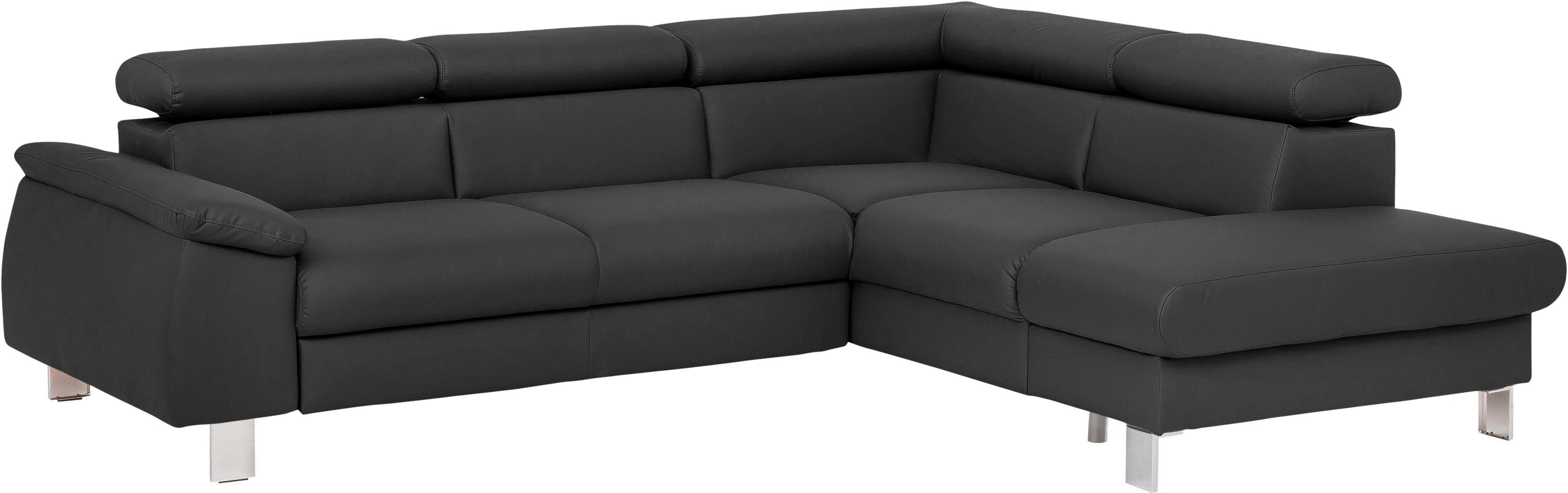 COTTA Hoekbank Komaris L-vorm met hoofdeindeverstelling keuze met bedfunctie, bedlade & verlichting