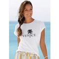 venice beach shirt met ronde hals met print aan de voorkant, katoenen t-shirt, shirt met korte mouwen, basic wit