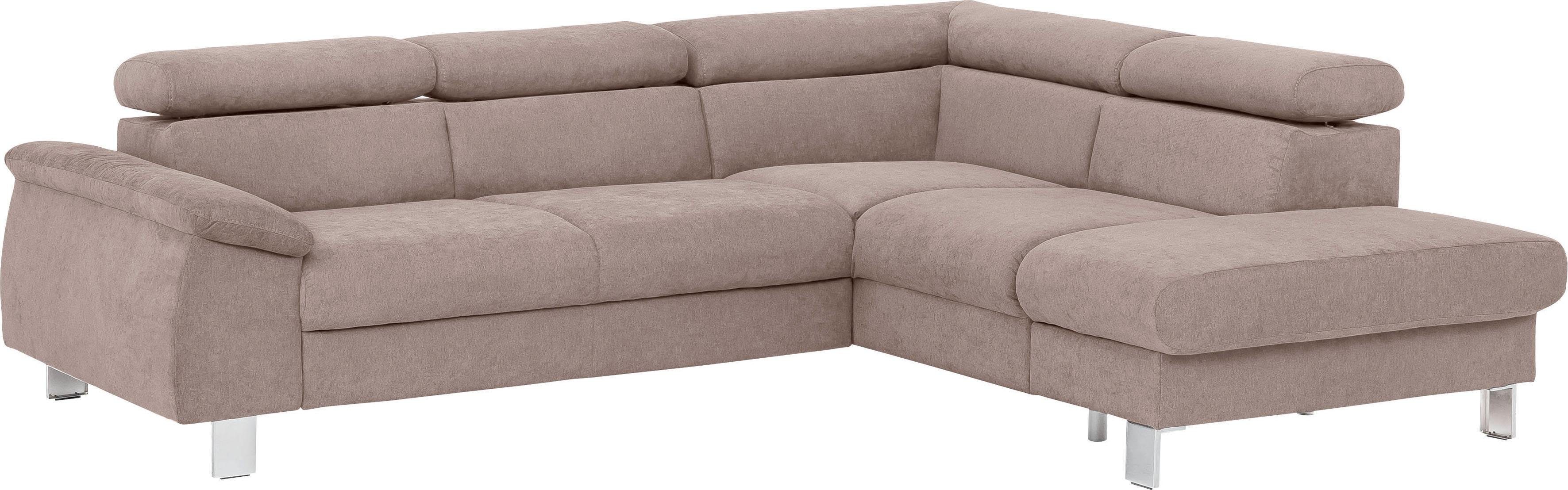 COTTA Hoekbank Komaris L-vorm met hoofdeindeverstelling keuze met bedfunctie, bedlade & verlichting