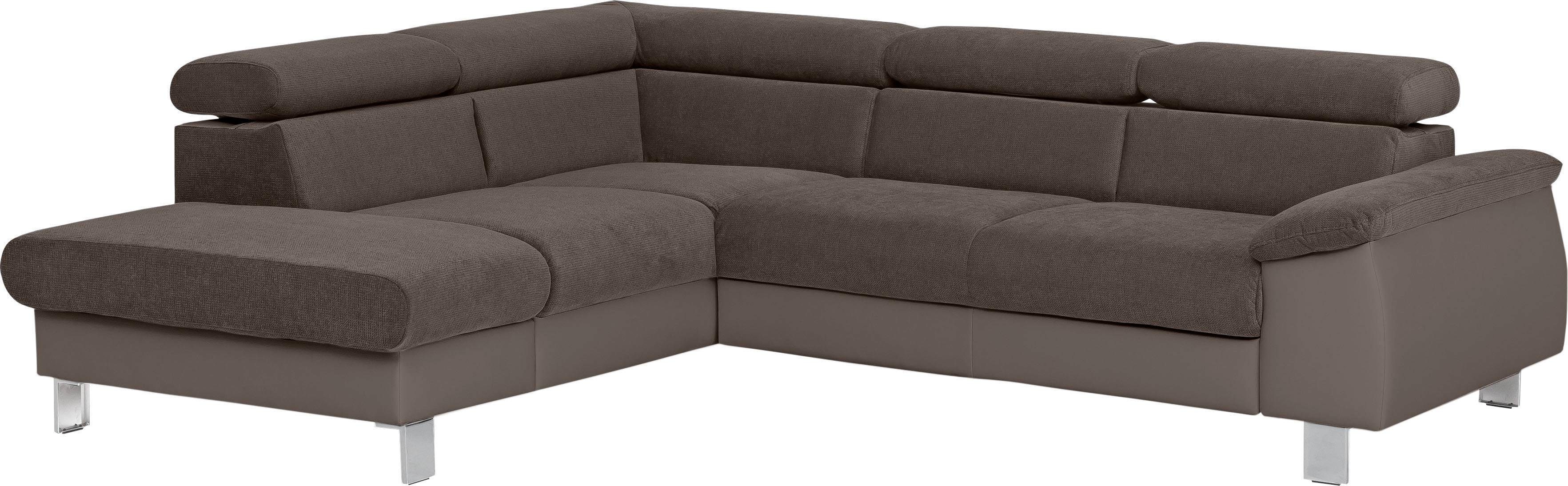 COTTA Hoekbank Komaris L-vorm, B: 249 cm met hoofdverstelling, optioneel bedfunctie, bedlade & licht