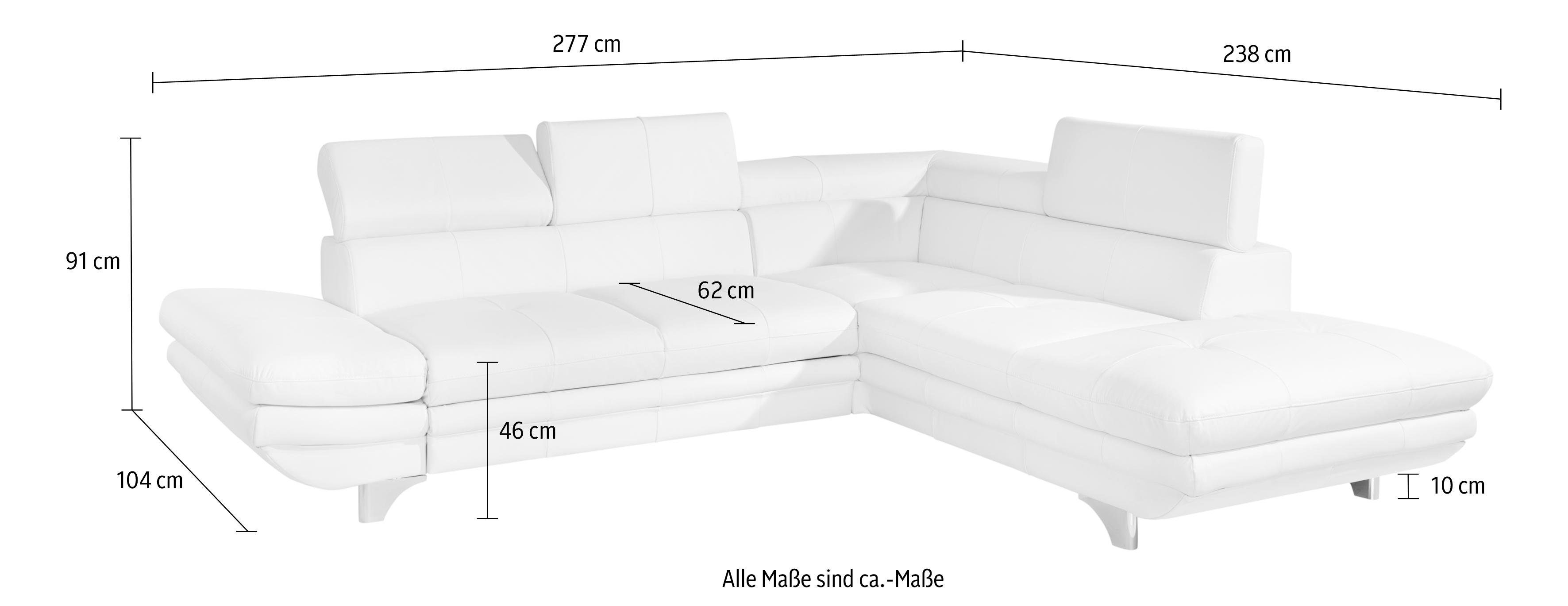 COTTA Hoekbank Enterprise L-vorm met hoofd- en armverstelling, optioneel met bedfunctie