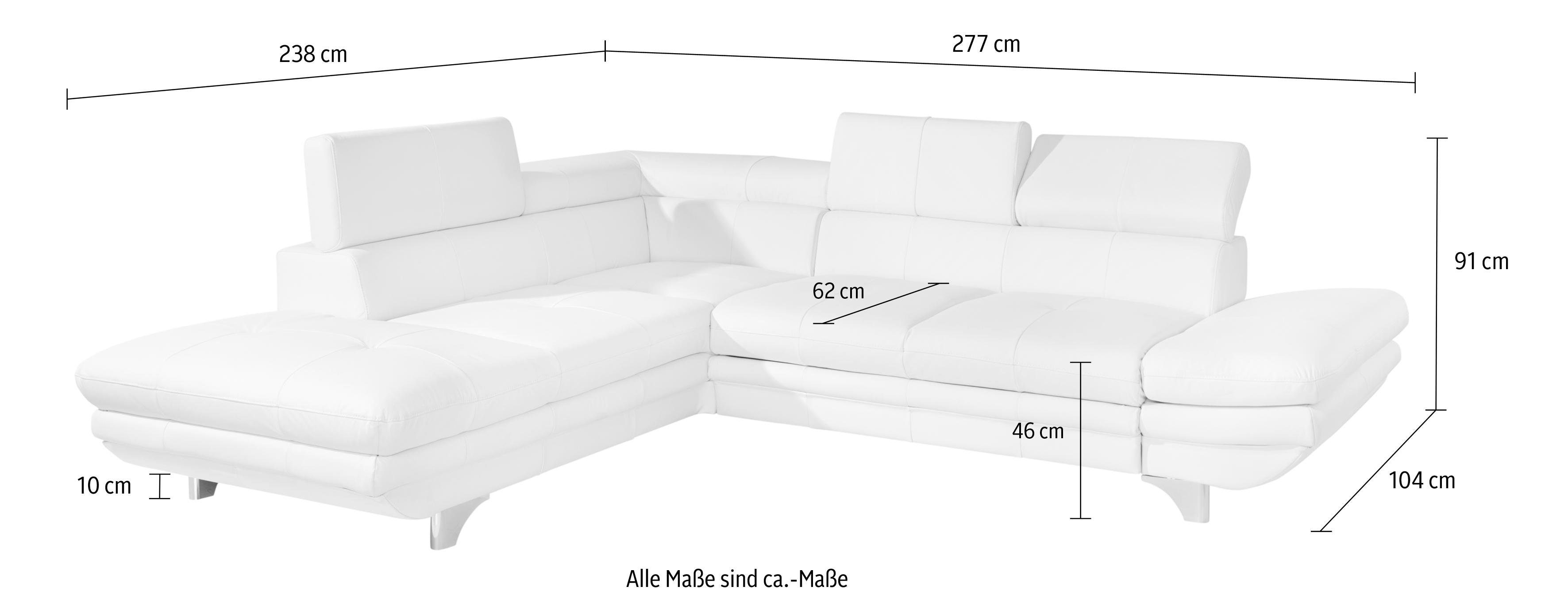 COTTA Hoekbank Enterprise L-vorm met hoofd- en armverstelling, optioneel met bedfunctie