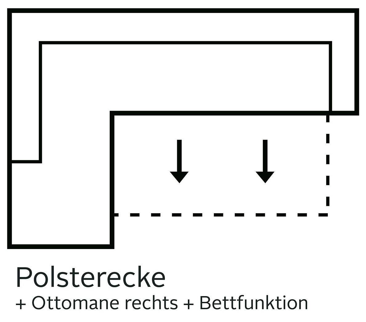 COTTA Hoekbank Enterprise L-vorm met hoofd- en armverstelling, optioneel met bedfunctie