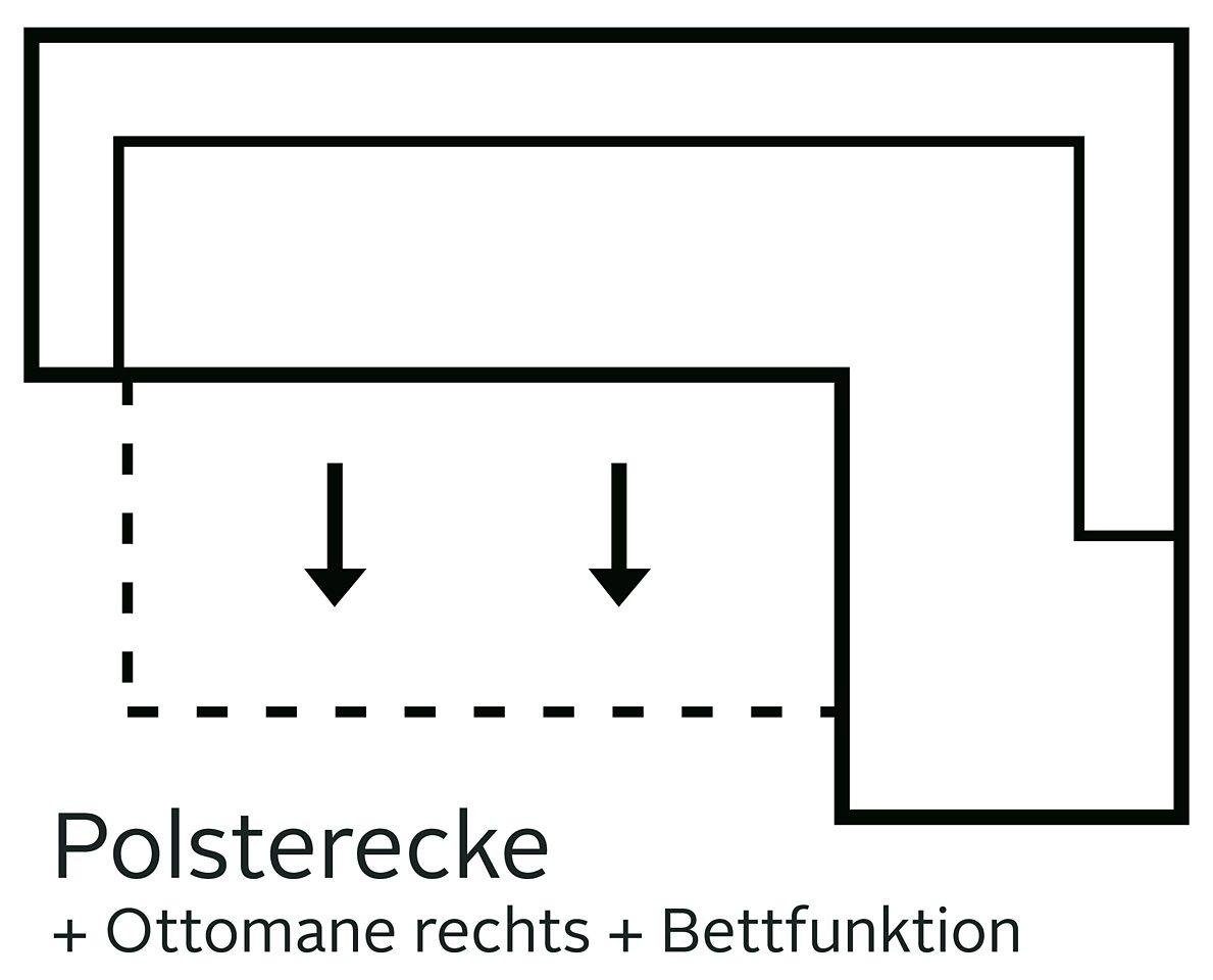 COTTA Hoekbank Enterprise L-vorm met hoofd- en armverstelling, optioneel met bedfunctie