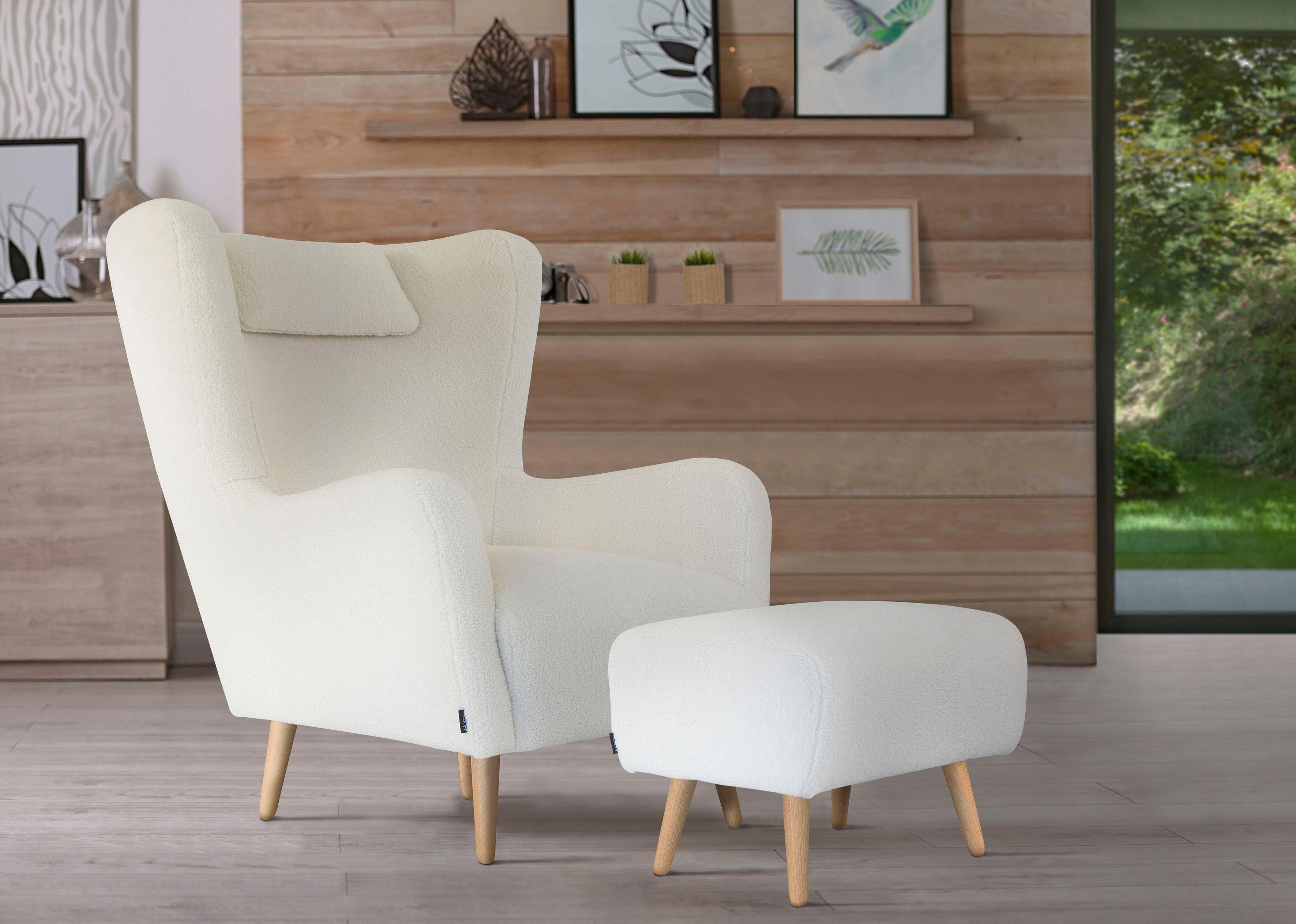Home affaire Fauteuil Telford ook in faux fur, fauteuil B/D/H: 77/92/106 cm keuze met en zonder poef, in veel bekledingskwaliteiten, ovale stoel