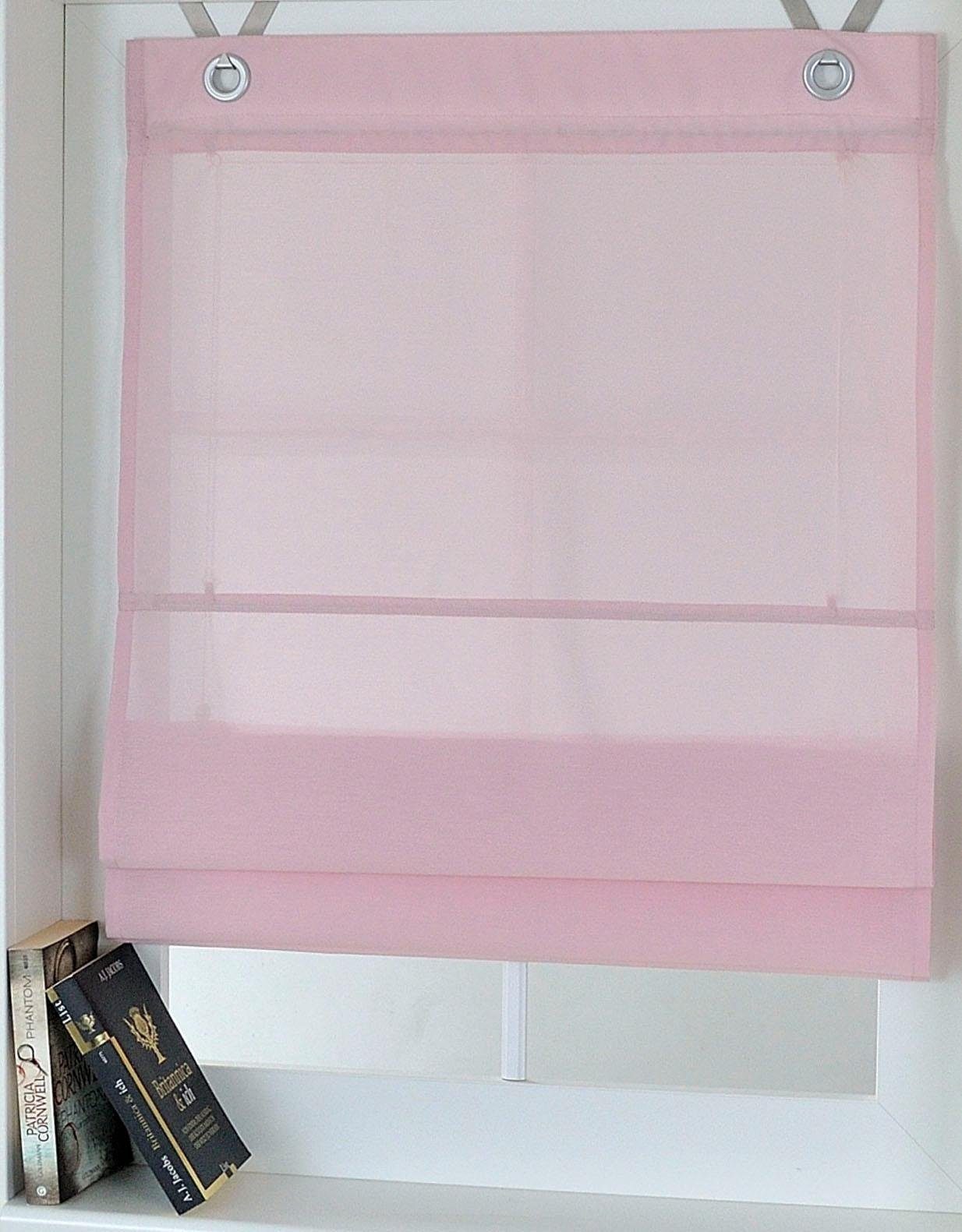 Kutti Romeins rolgordijn Kessy Bessy halftransparant, katoen, polyester, op te hangen met haken (1 stuk) vouwgordijnen & jaloezieën maat 5 roze