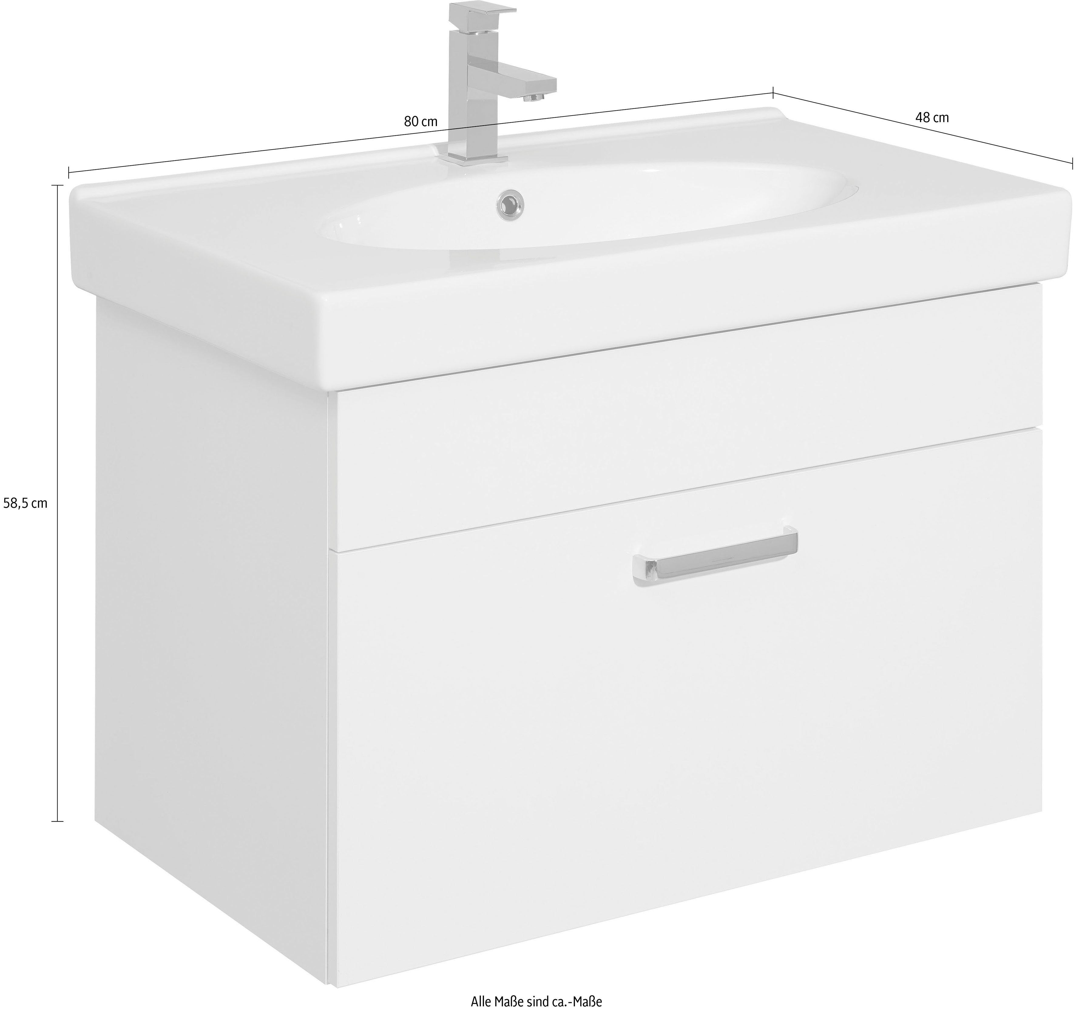 Saphir Wastafelonderkast Quickset keramische wastafel met onderkast, 80 cm breed, badkamermeubels