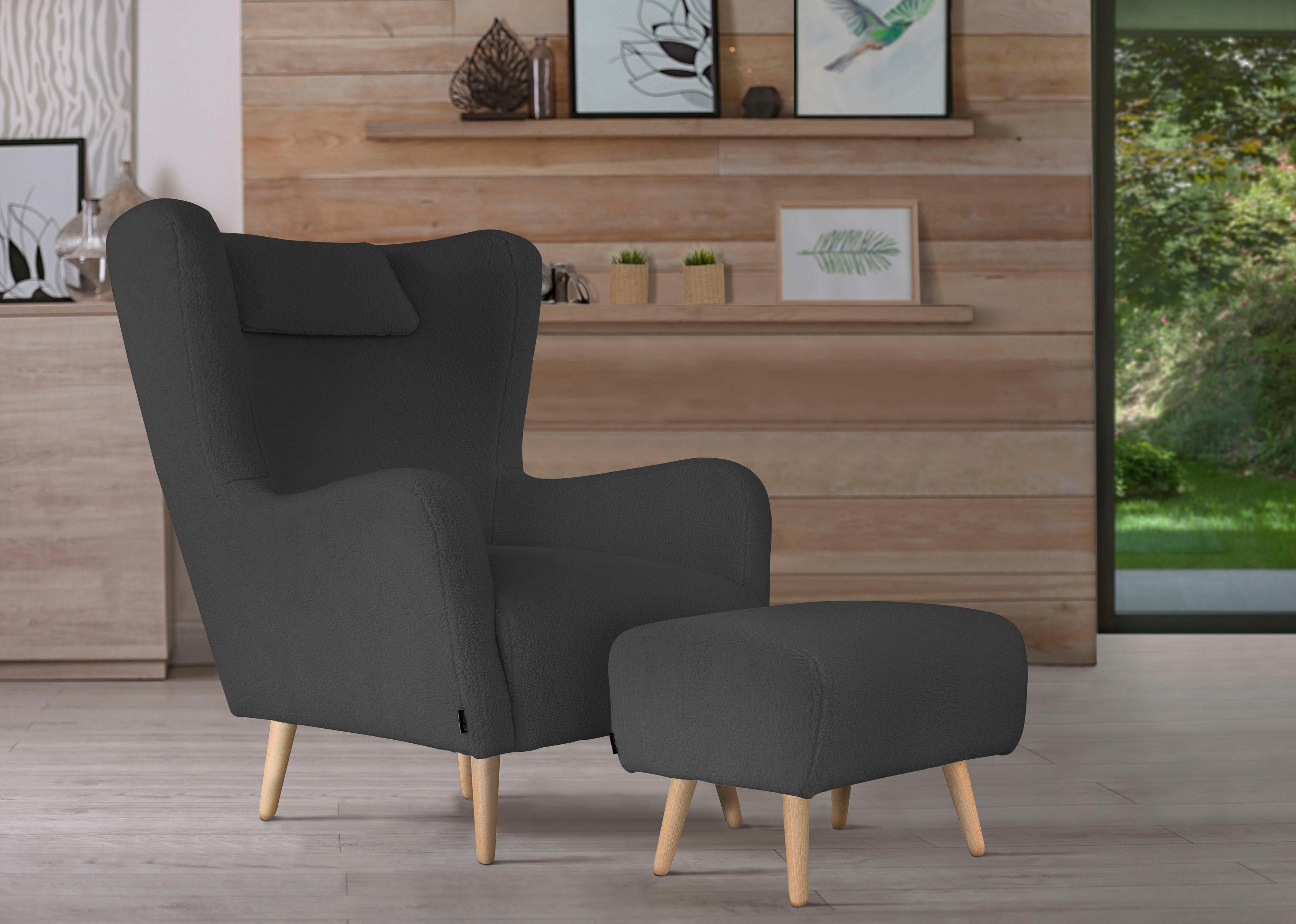 Home affaire Fauteuil Telford naar keuze met en zonder hocker, in 4 stofkwaliteiten, overtrekstof oo