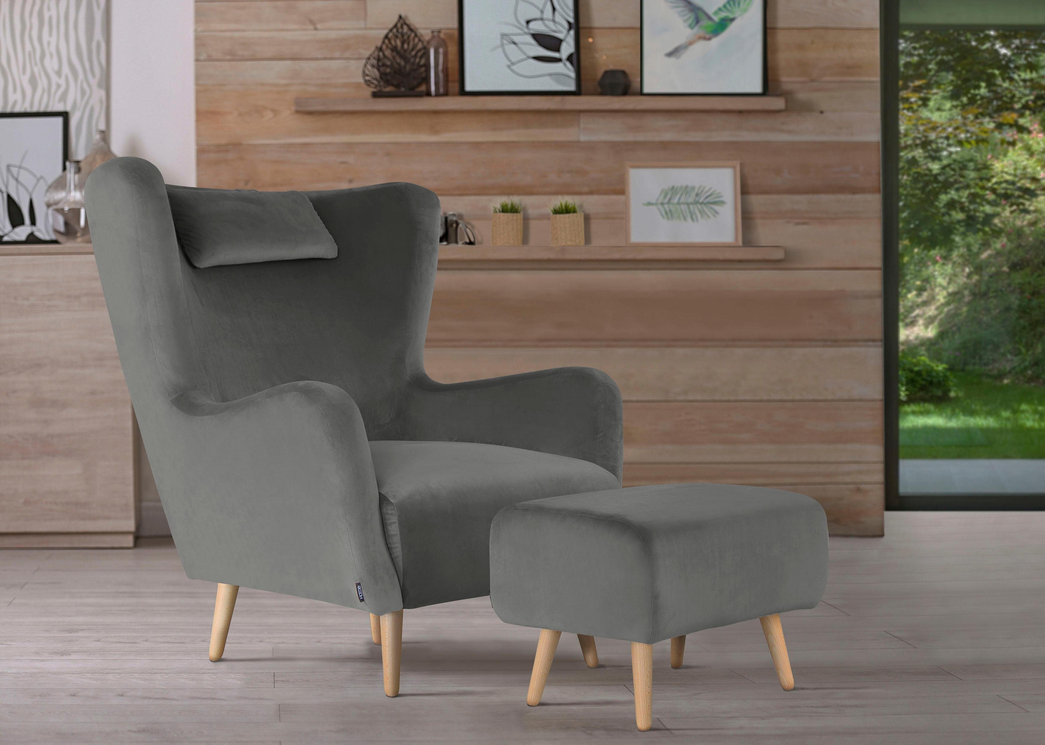 Home affaire Fauteuil Telford naar keuze met en zonder hocker, in 4 stofkwaliteiten, overtrekstof oo