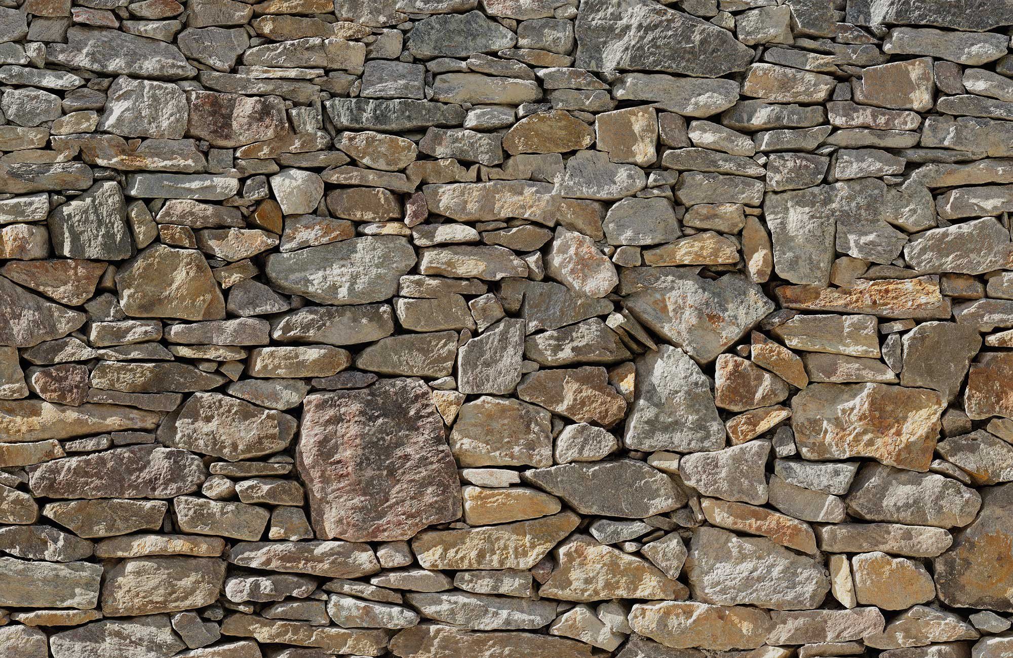 komar vliesbehang stone wall 400x260 cm (breedte x hoogte) (1 stuk) multicolor