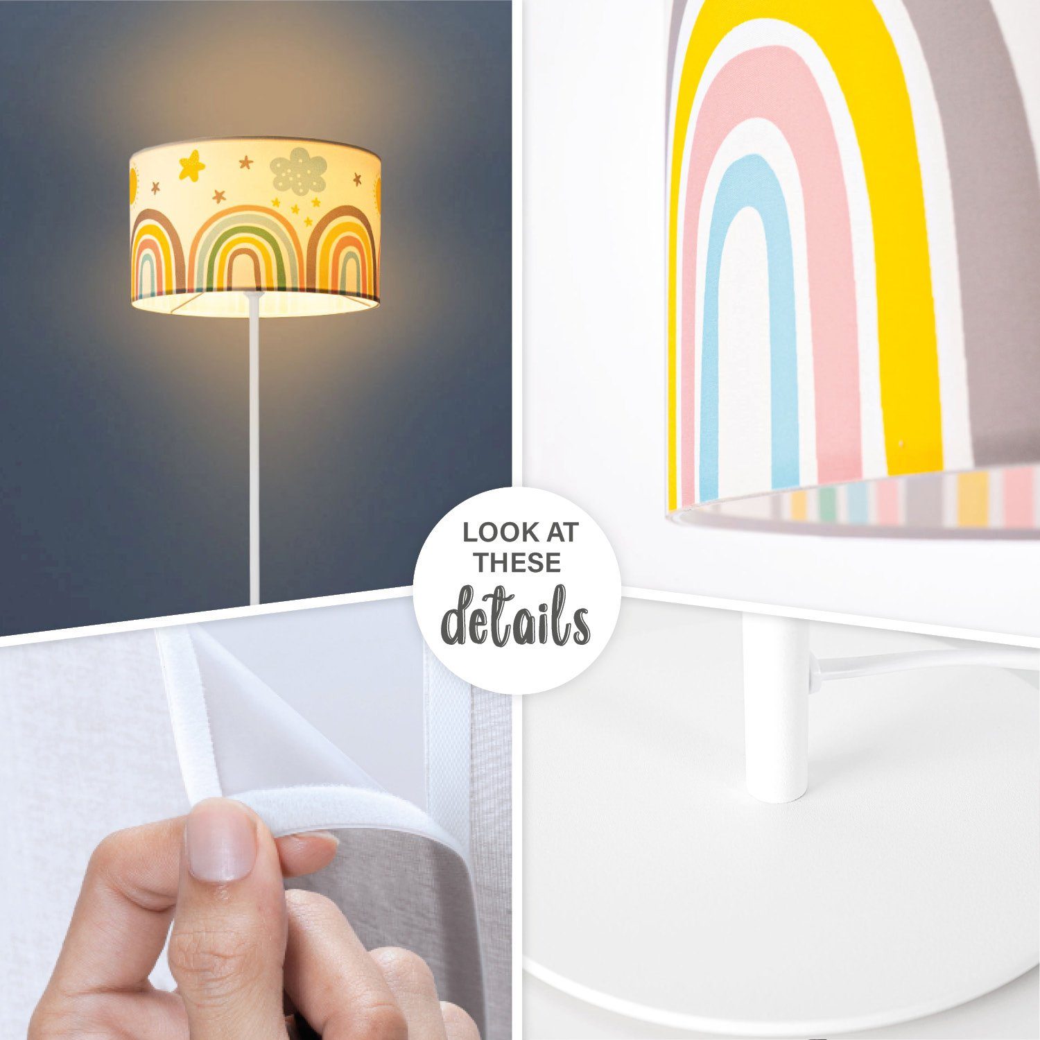 Paco Home Staande lamp Tweet 462 Lamp kinderkamer kindlamp babykamer E27 regenboog zon wolken