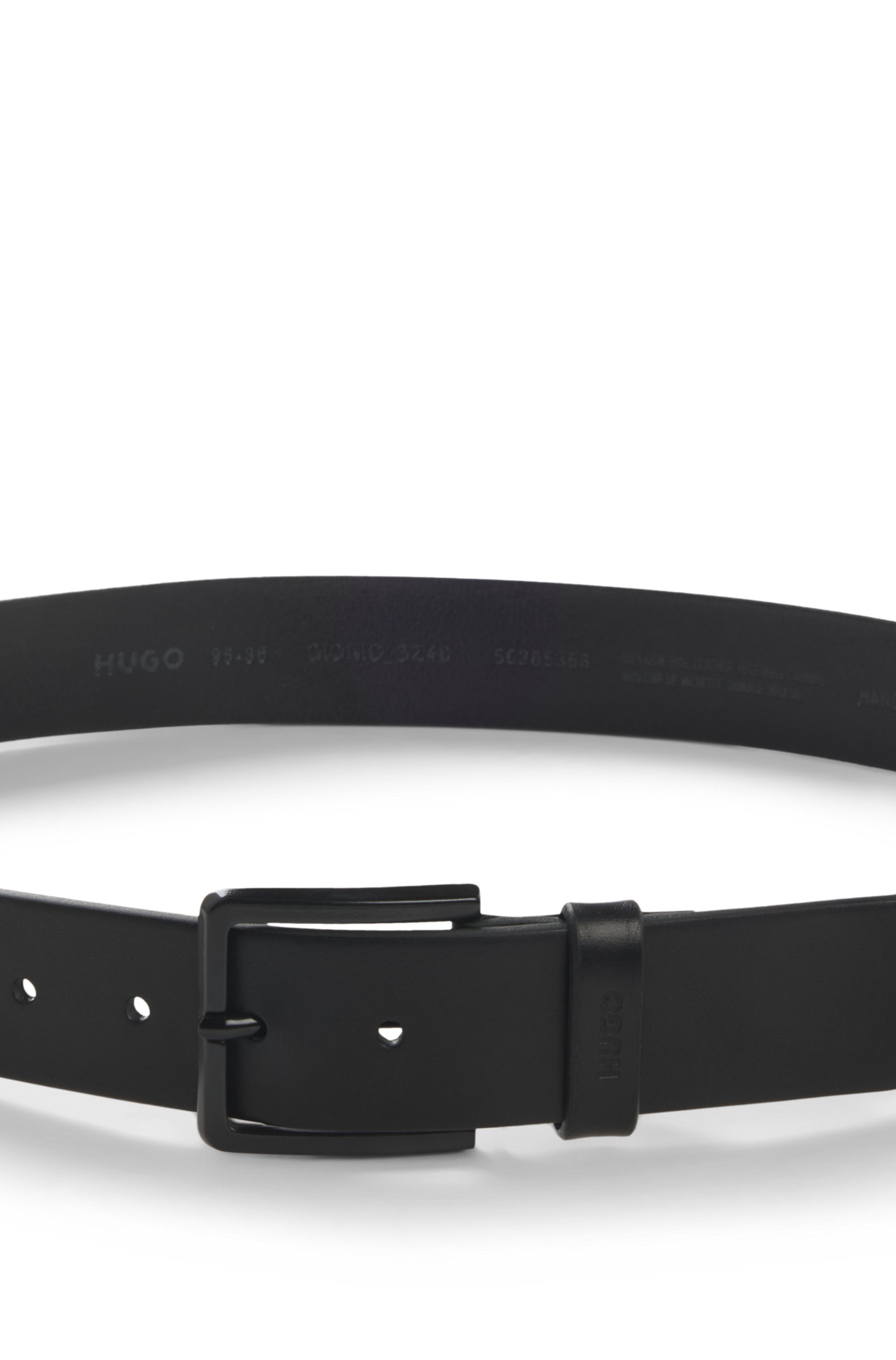 HUGO Leren riem Gionio van italiaans leer met logo-embossing op de lus