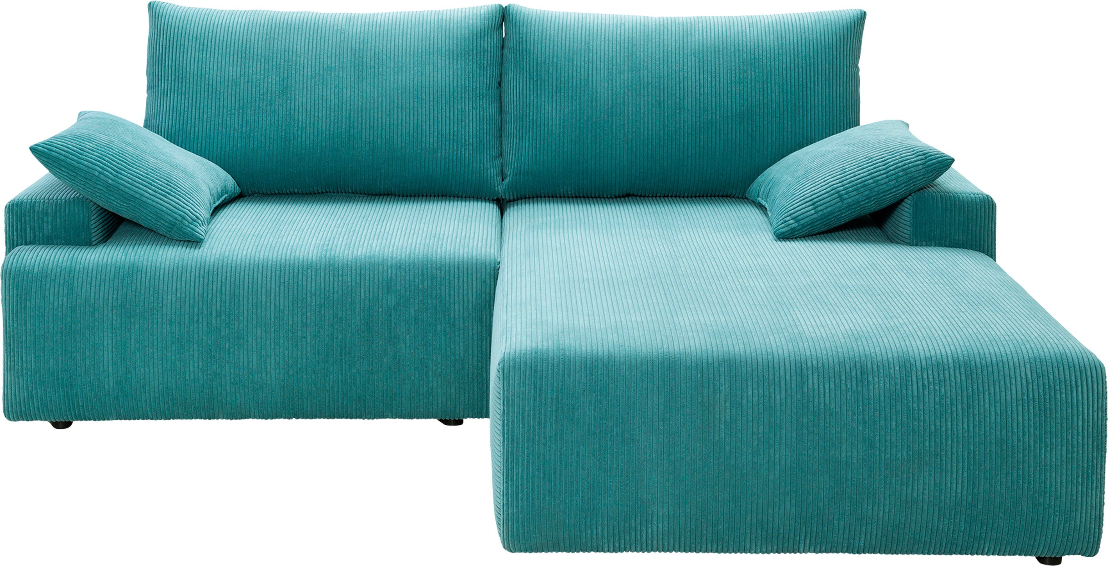 exxpo - sofa fashion Hoekbank Orinoko, actueel design en hoog zitcomfort, L-vorm inclusief bedfunctie en bedlade, mooie kleuren in trendy cord