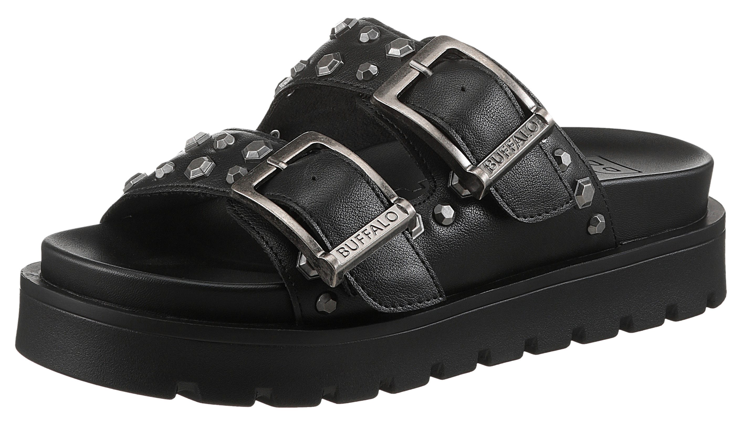 Buffalo Slippers RAYA ARI , zomerschoen, slippers, strand-schoen met studs-decoratie dames slippers maat 40 zwart