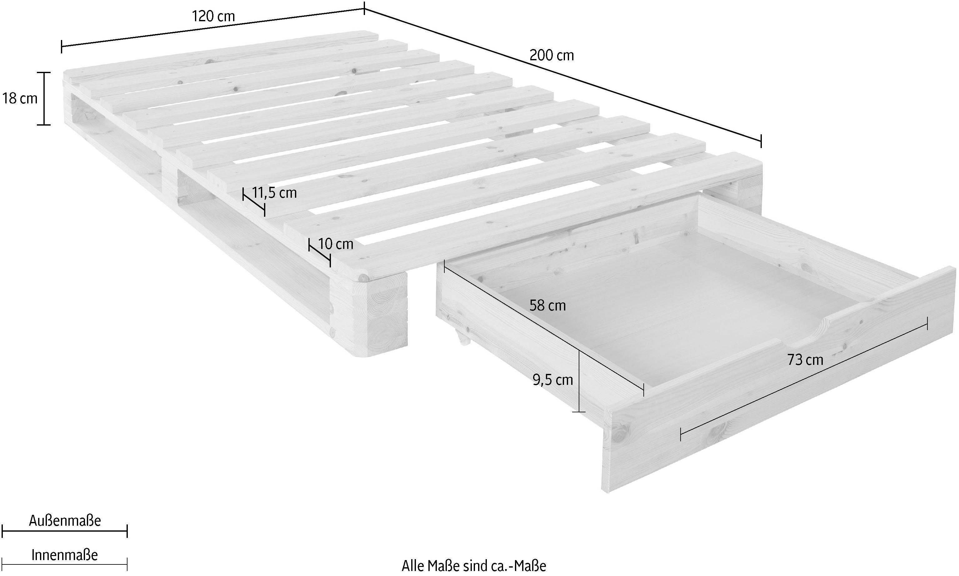 Home affaire Palletbed "ALASCO" BESTSELLER! Met lade gecertificeerd massief hout, uit te breiden tot tweepersoons- of familiebed