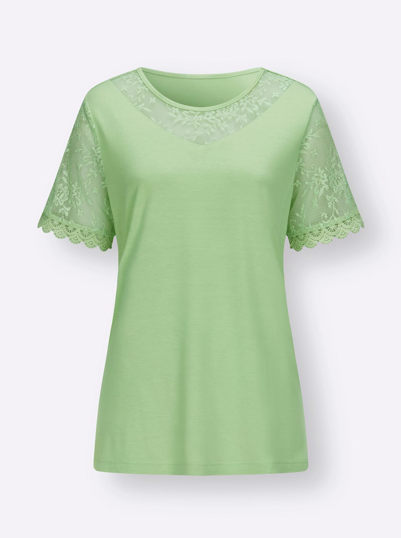 Classic Basics Kanten Shirt met ronde hals (1-delig)