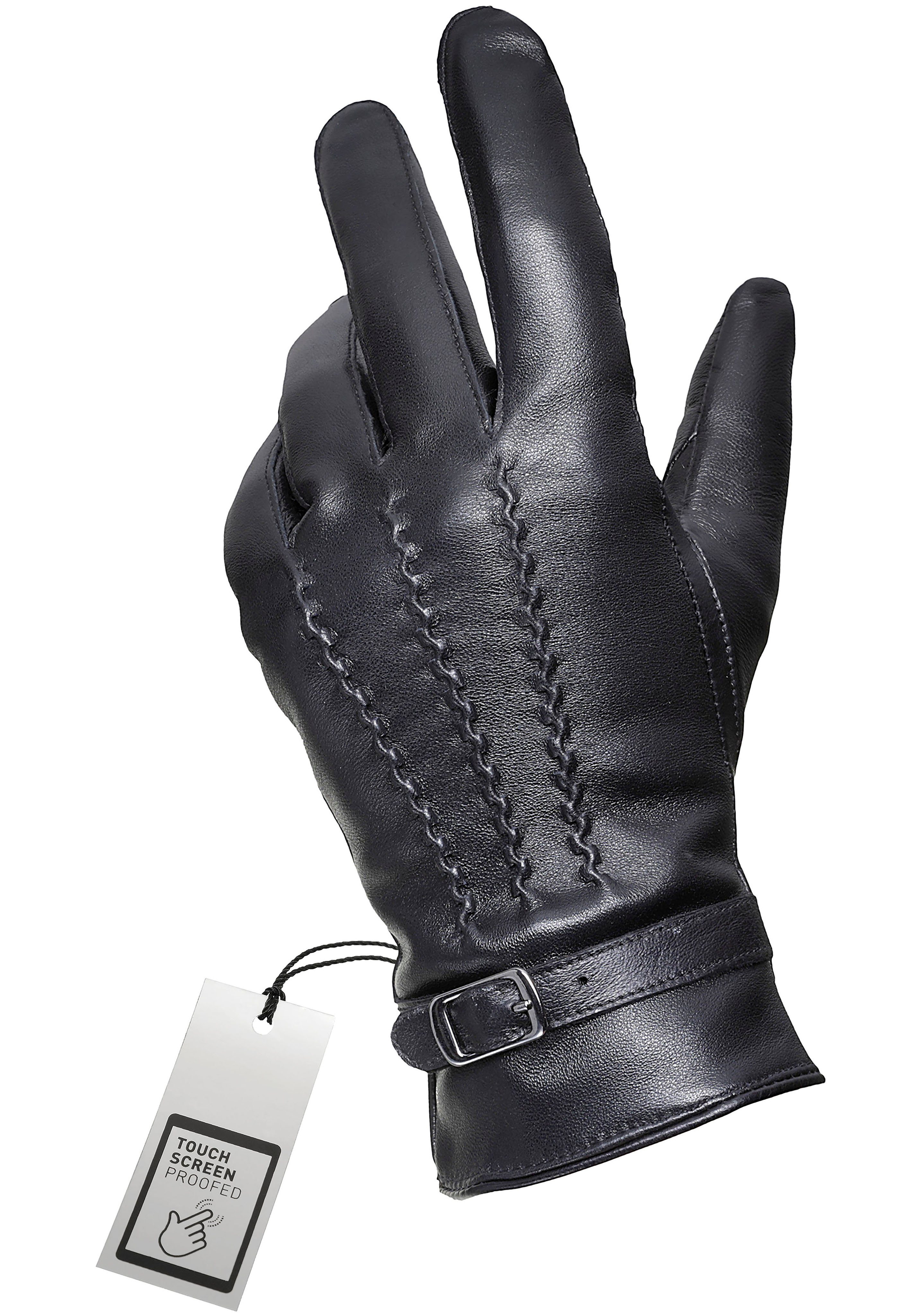 PEARLWOOD Leren handschoenen DONNA Decoratieve bies op de handrug, kleine decoratieve sluiting
