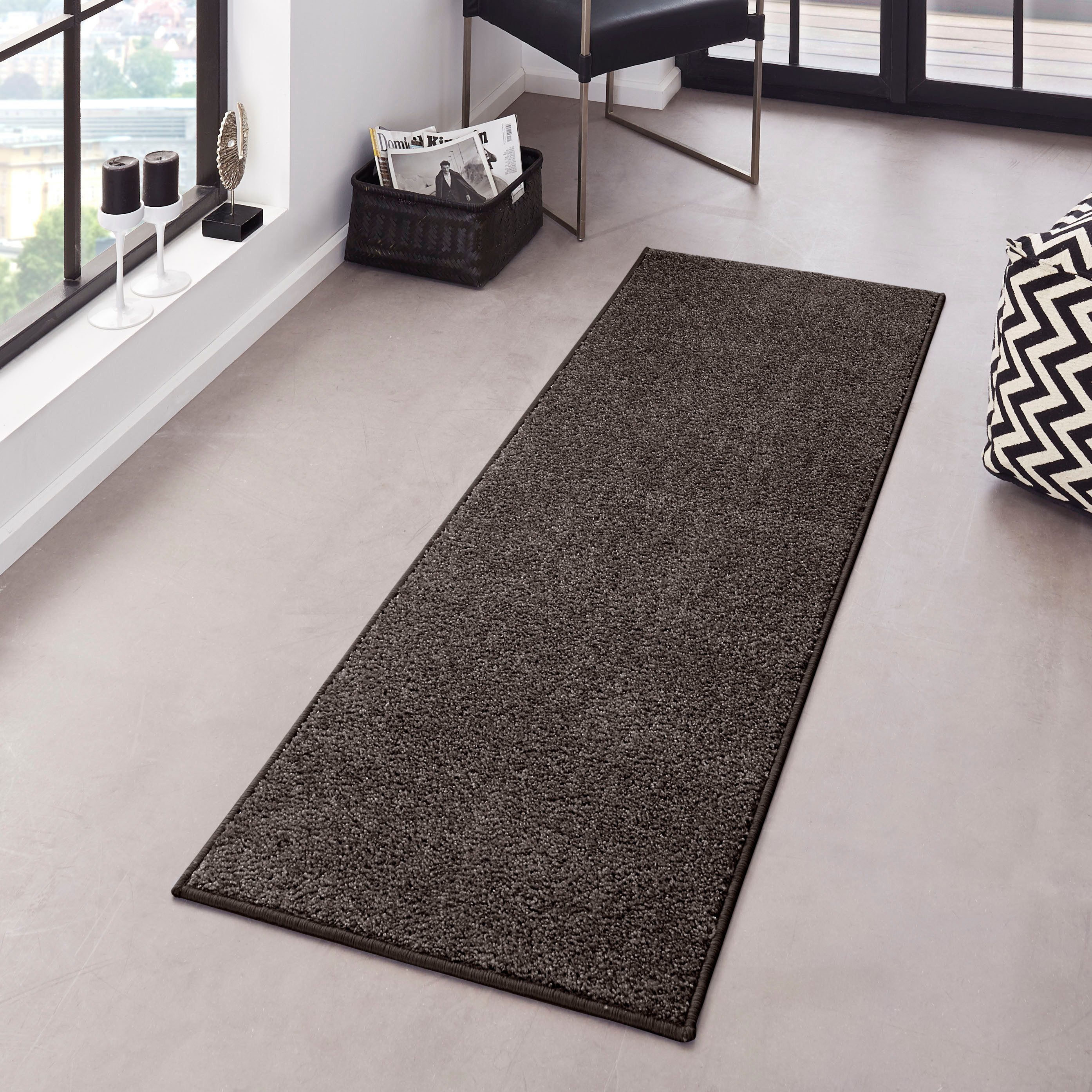 HANSE Home Vloerkleed Pure 100 korte pool Kortpolig, effen, omgezoomd, loper, woonkamer, kinderkamer, gang