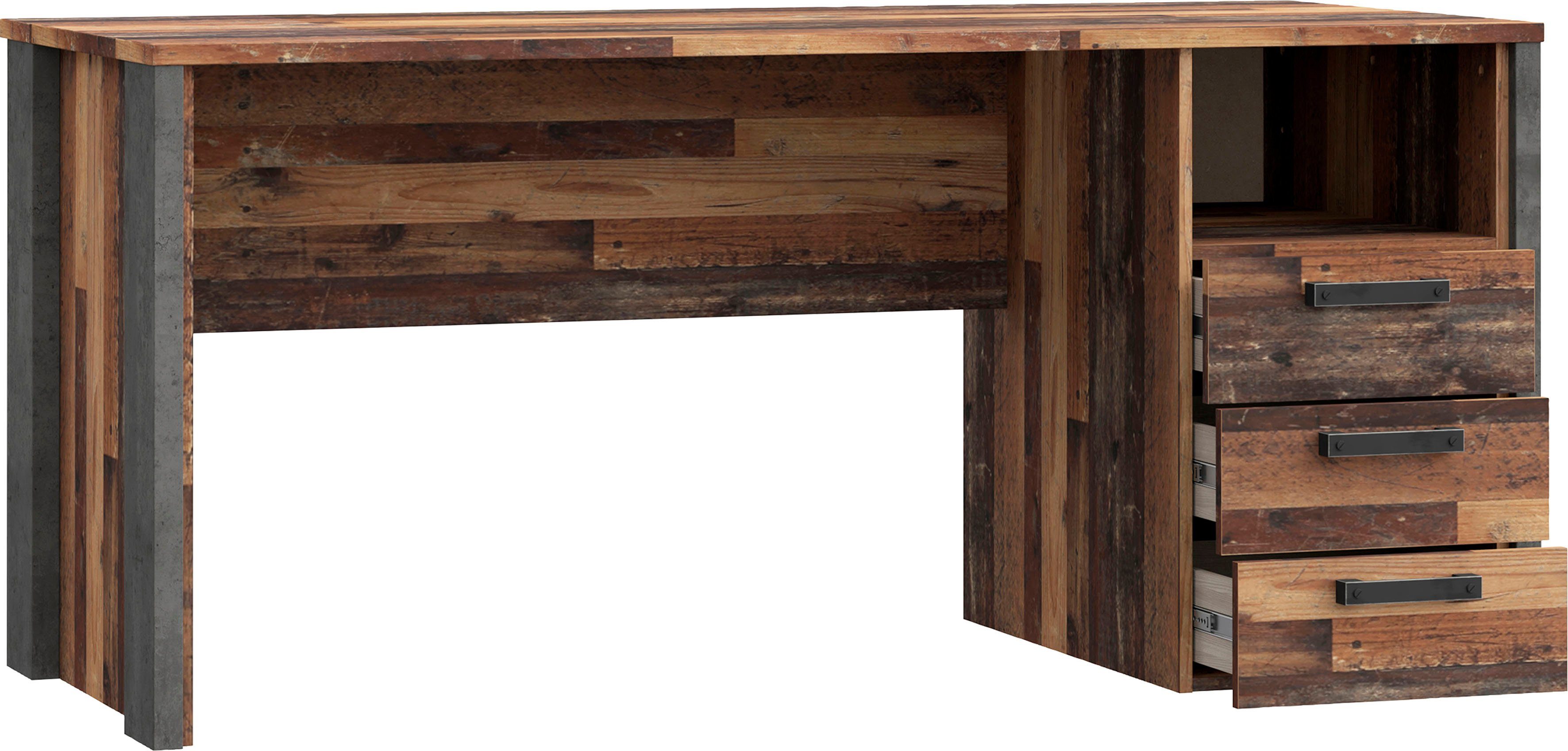 FORTE Bureau Clif Computertafel met lades, industriële stijl, breedte 160 cm