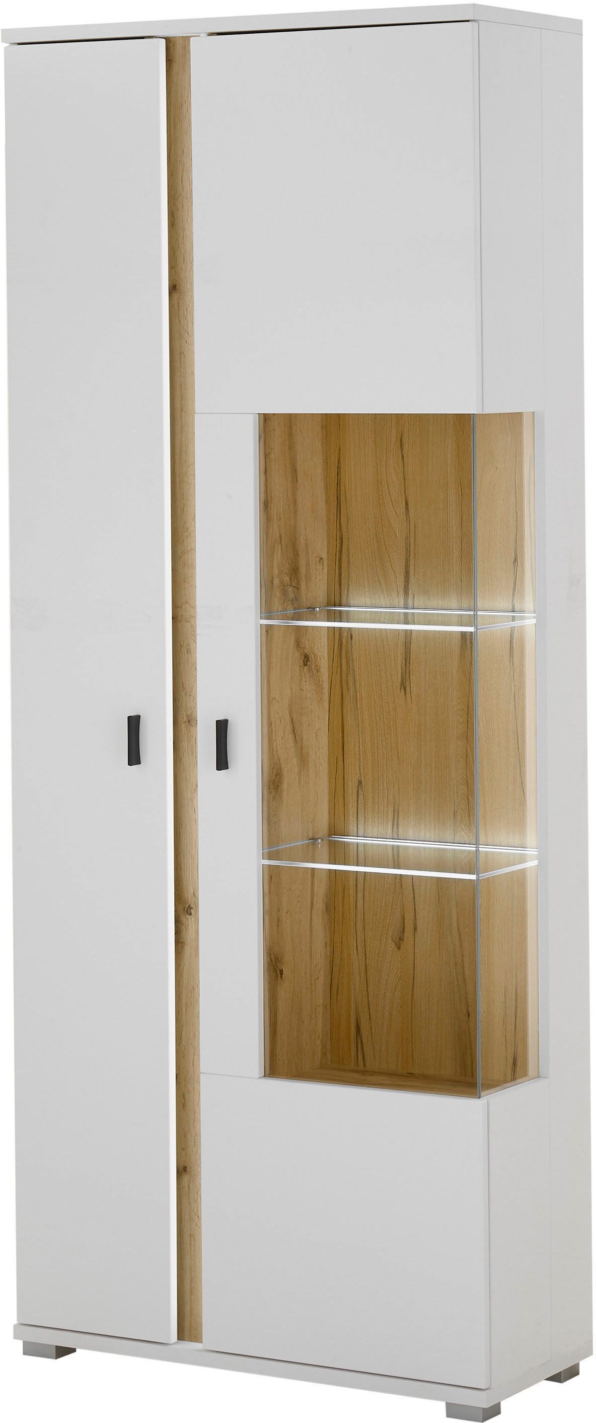INOSIGN Vitrinekast LONG ISLAND, opberghangkast in moderne trendkleur, inclusief verticale verlichting, breedte 80 cm (1 stuk)