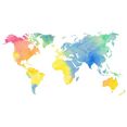 wall-art wandfolie aquarel wereldkaart fotolijstje (1 stuk) multicolor