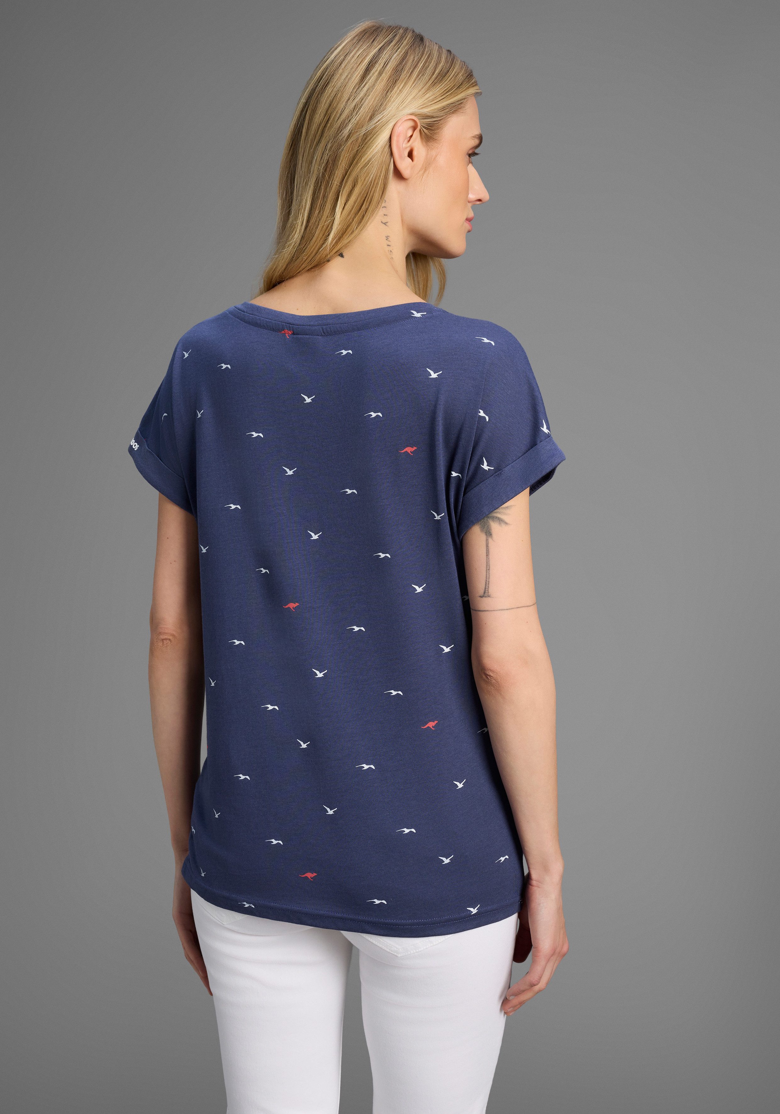 KangaROOS Shirt met print korte mouwen, figuurvolgend, met print, met ronde hals