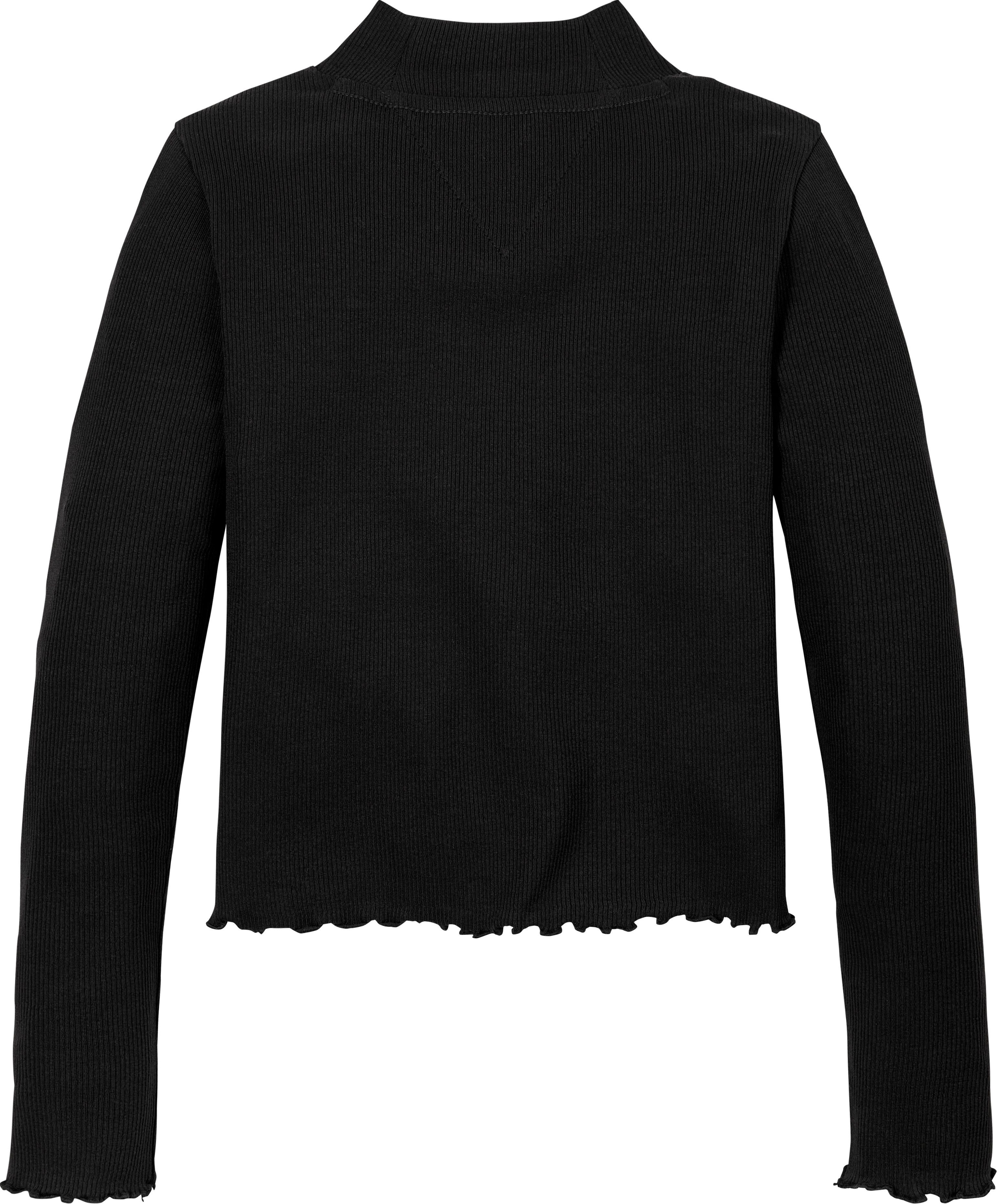 Tommy Hilfiger Shirt met lange mouwen MOCK NECK RIB TOP LS met babylock-zoom, logo-borduursel