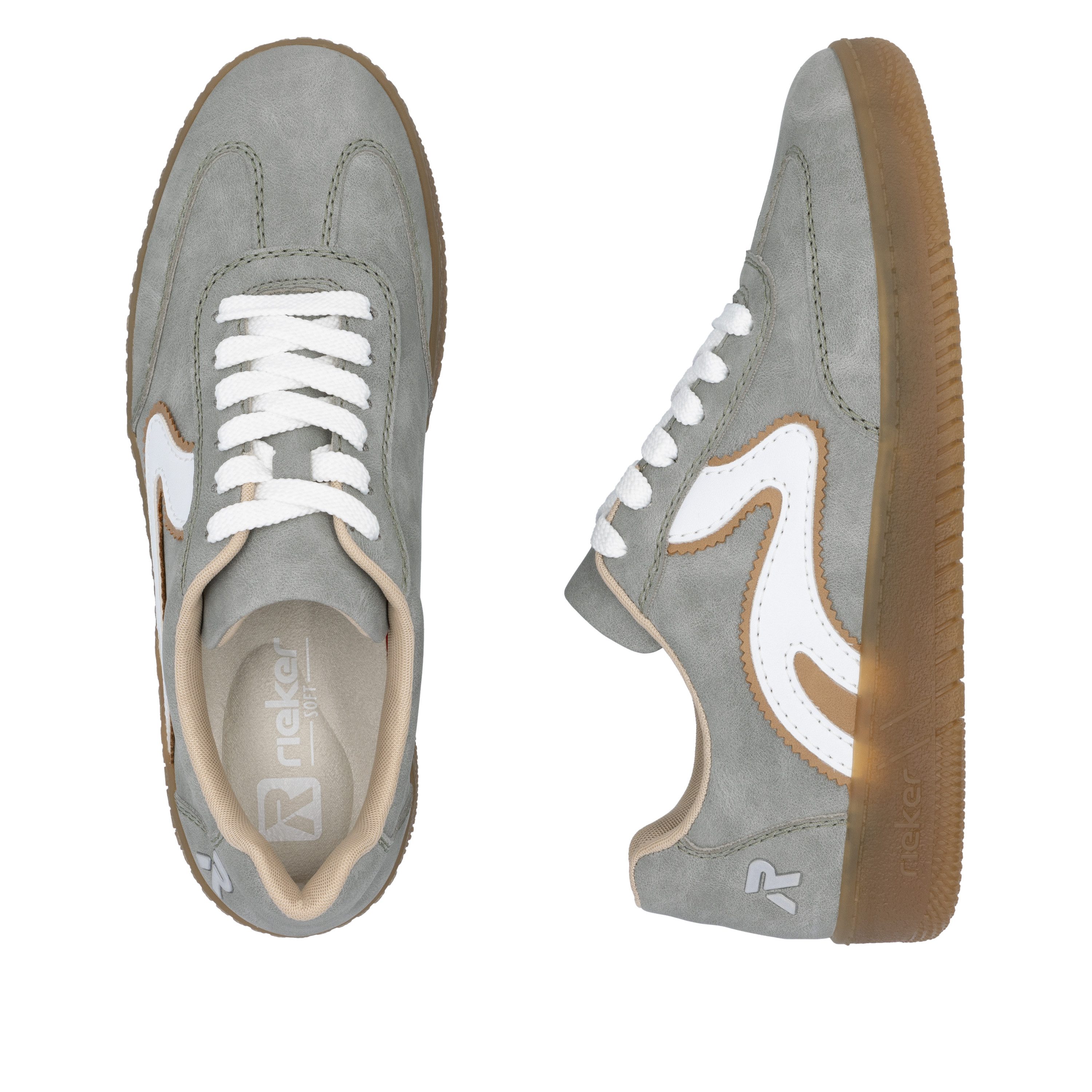 RIEKER Sport Plateausneakers vrijetijdsschoen, lage schoen, veterschoen in vegan uitvoering