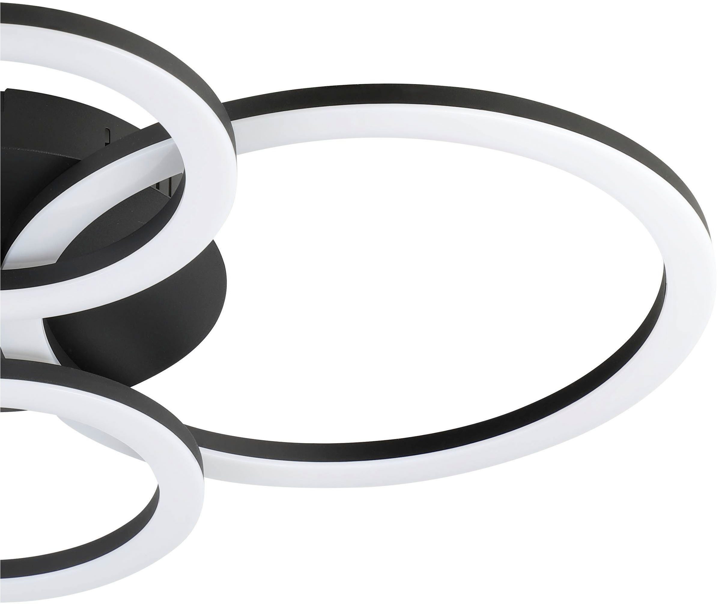 EGLO Plafondlamp PARRAPOS-Z plafondlamp zwart, instelbaar wit, ZigBee 3.0, disco-modus App /spraakbesturing Alexa, ‎‎‎‎‎‎‎‎‎45x61,5x8cm, excl. afstandsbediening (1 stuk)