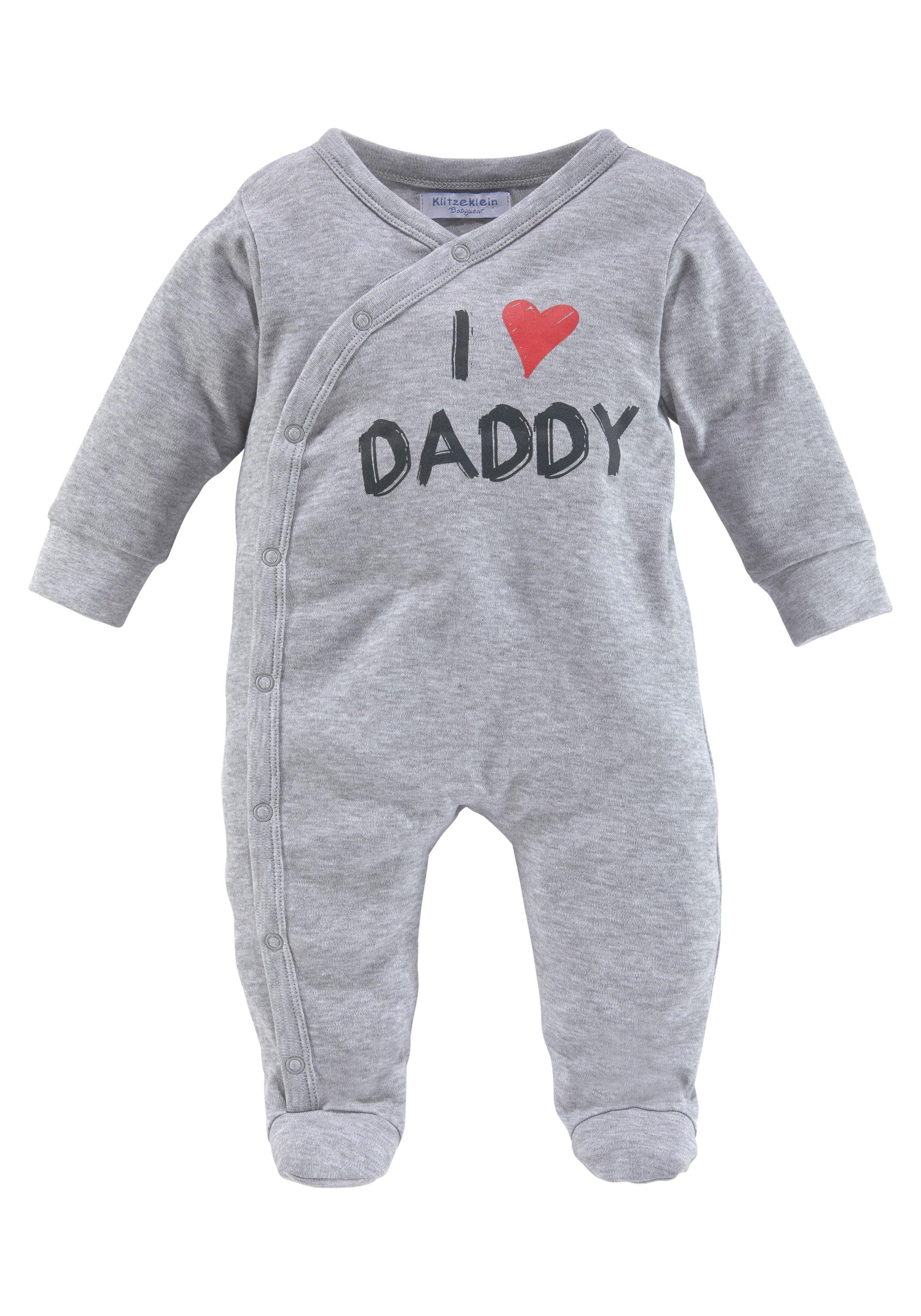 Klitzeklein Slaaponesie I love Mummy / I love Daddy van bio-katoen, babyjumpsuits (2-delig, Set van 2)