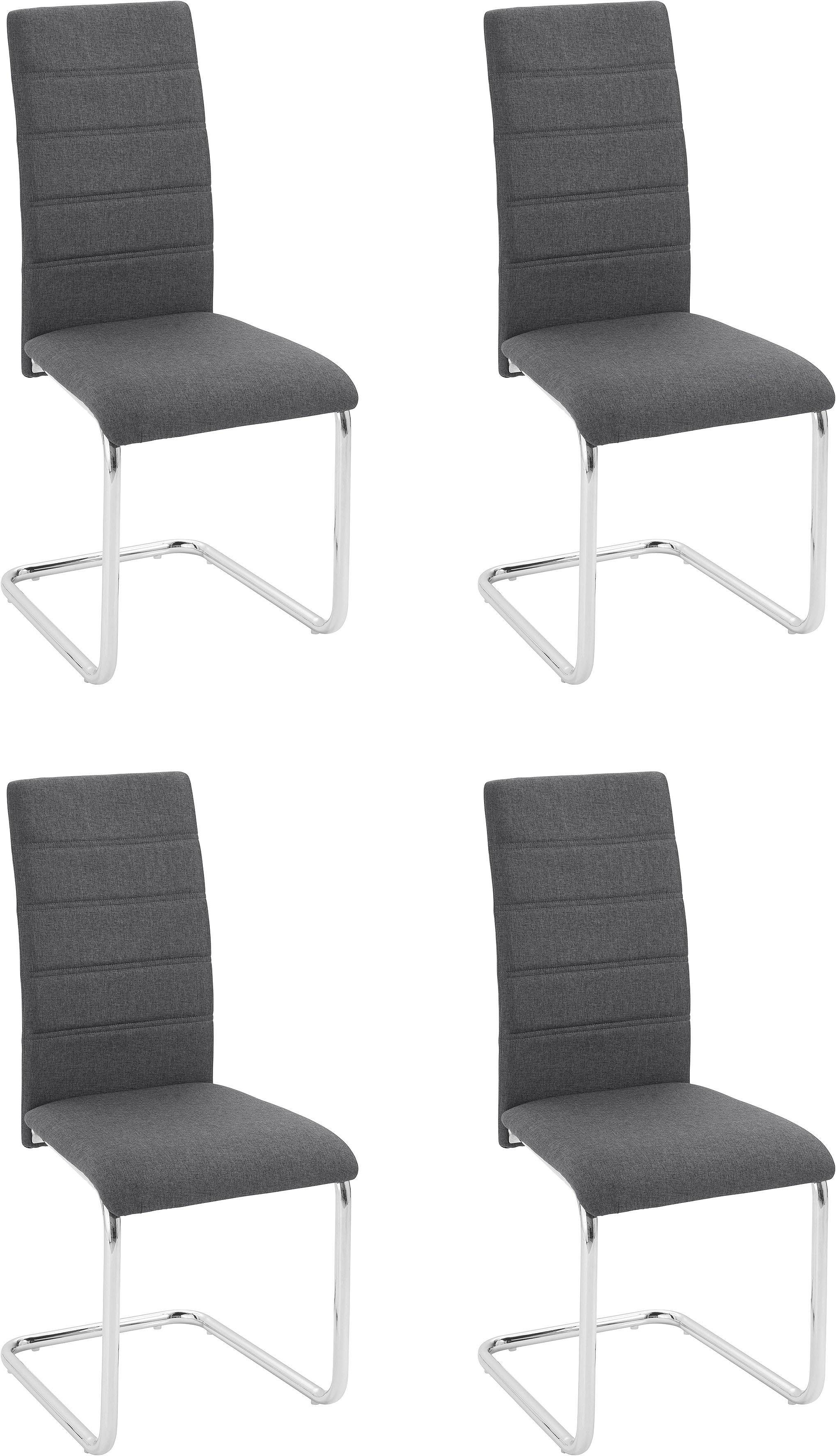 my home Vrijdragende stoel DORIS (set van 2 of set van 4) bekleding in weefstof, verchroomd metalen frame (voordeelset)