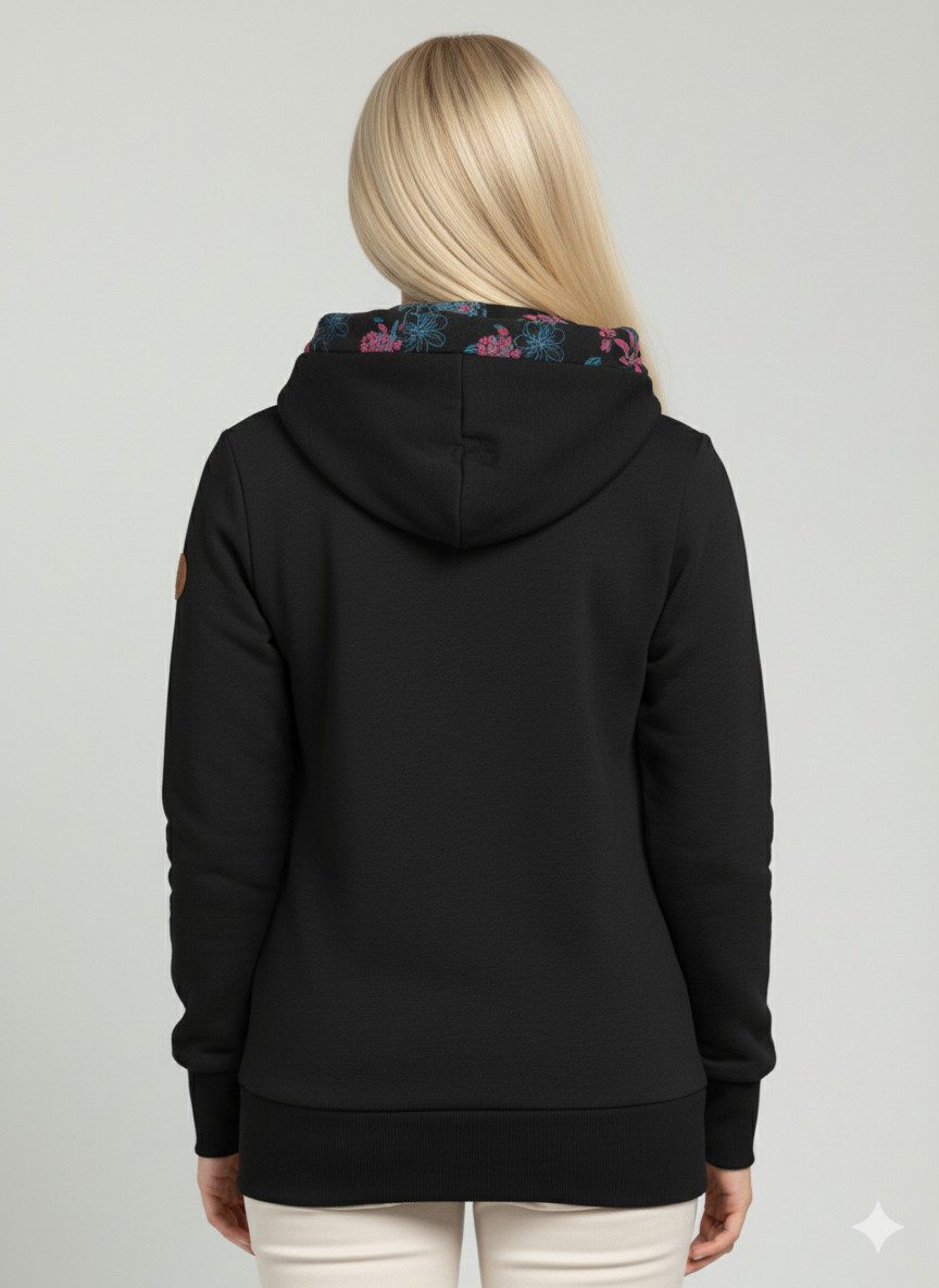 Ragwear Sweatshirt ANGELLIKA FLOWERS O met asymmetrische sjaalkraag
