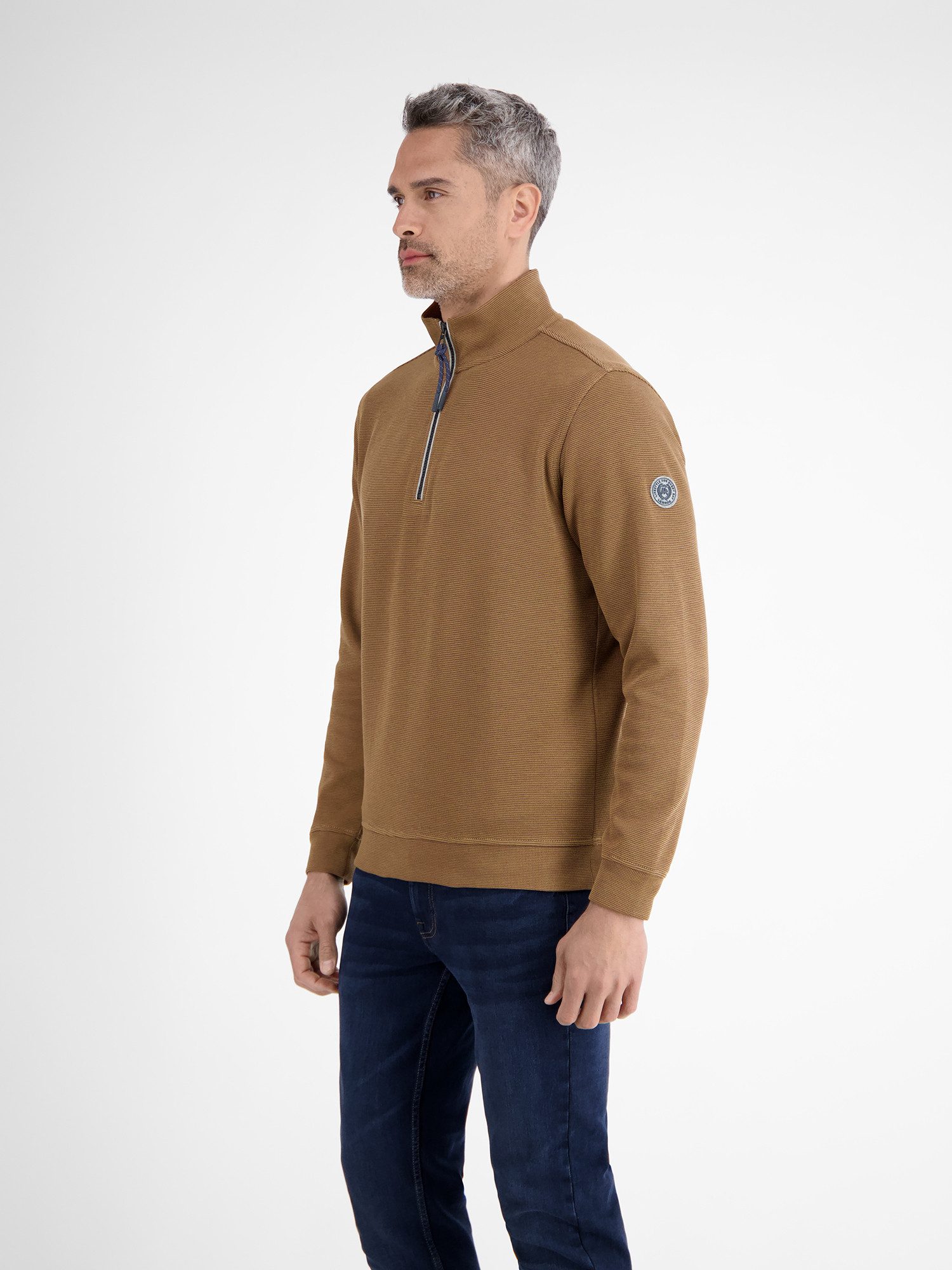 Lerros Sweatshirt LERROS effen brei troyer voor heren