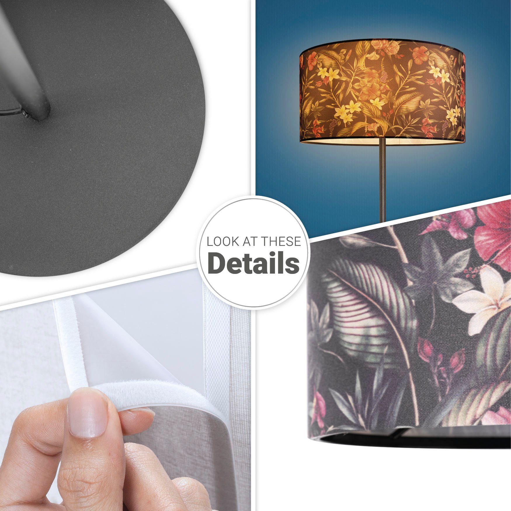 Paco Home Staande lamp Luca Flower Vloerlamp stoffen lampenkap woonkamer textiel kap bloemenpatroon