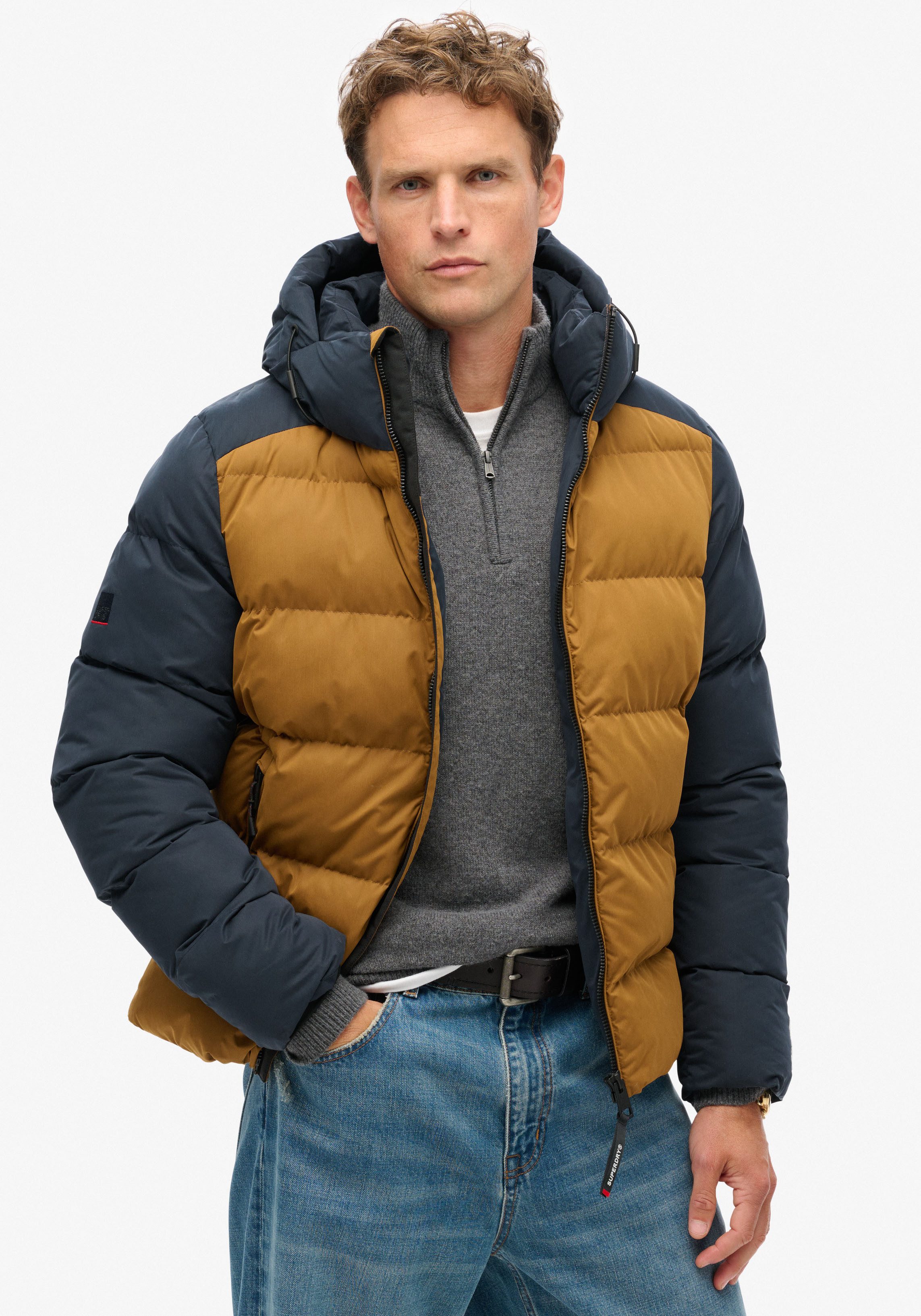 Superdry Gewatteerde jas HOOD COLOUR BLOCK SPORT PUFFER
