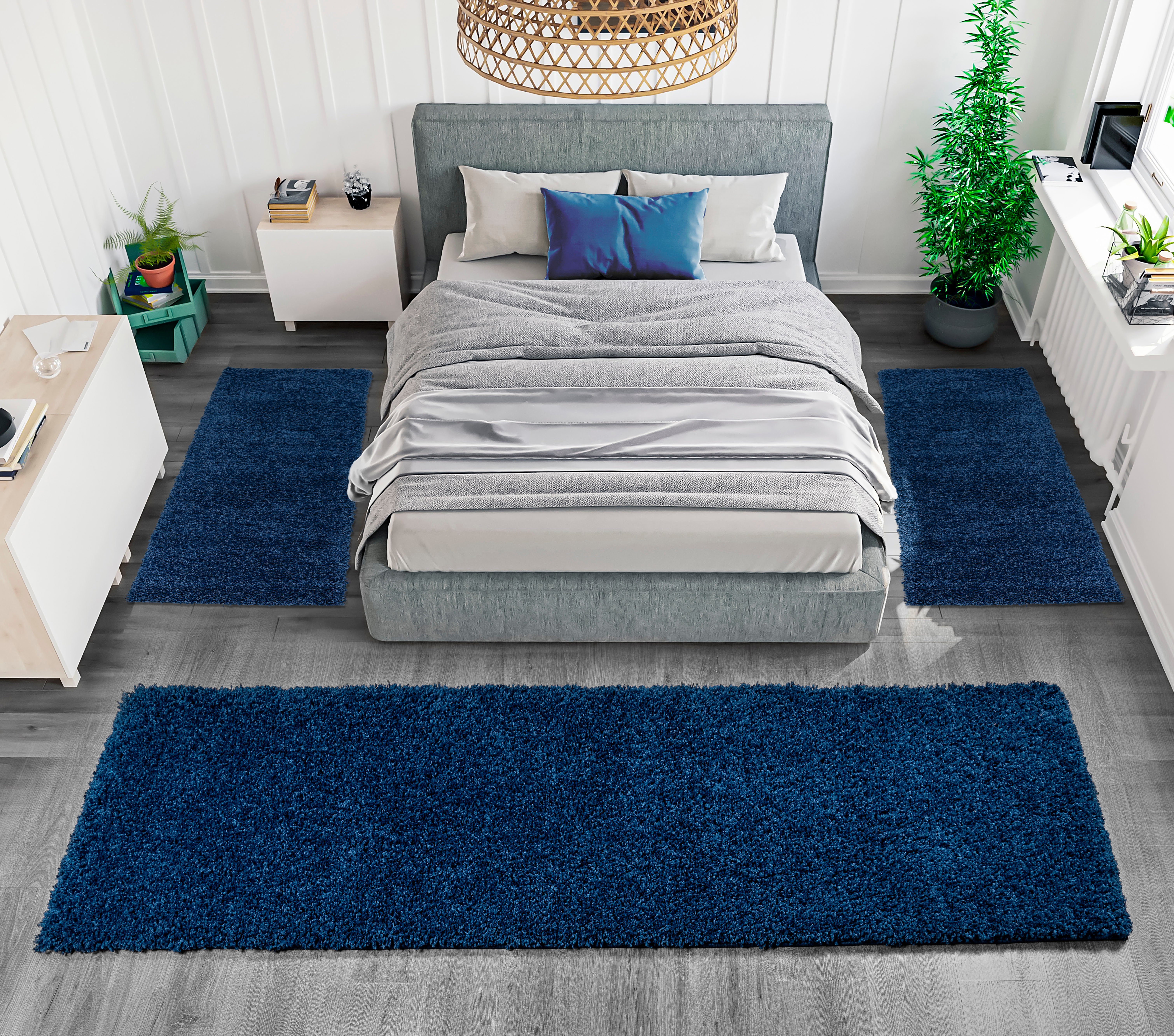 my home Set slaapkamerkleedjes Shaggy 30 geweven, 2- of 3-delig, slaapkamerkleed, loperset, unikleuren
