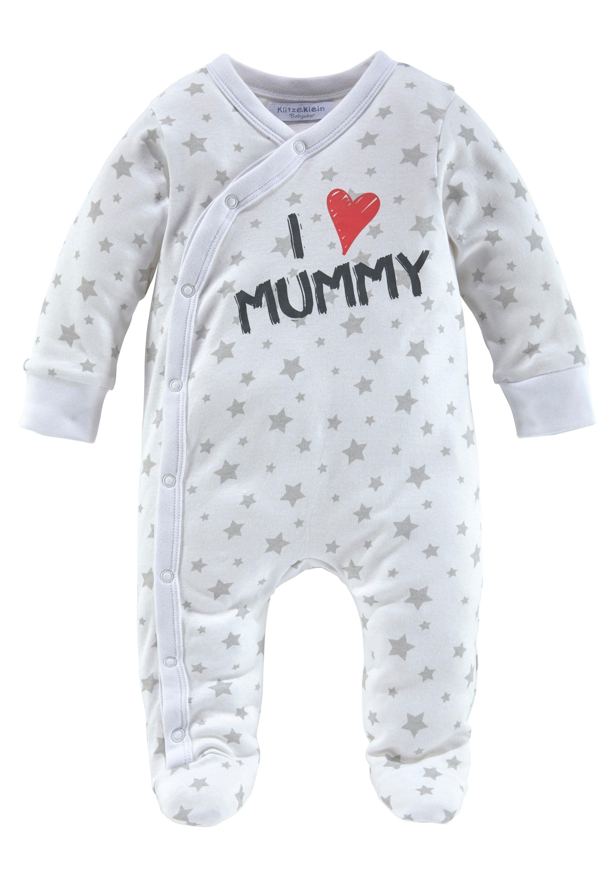 Klitzeklein Slaaponesie I love Mummy / I love Daddy van bio-katoen, babyjumpsuits (2-delig, Set van 2)